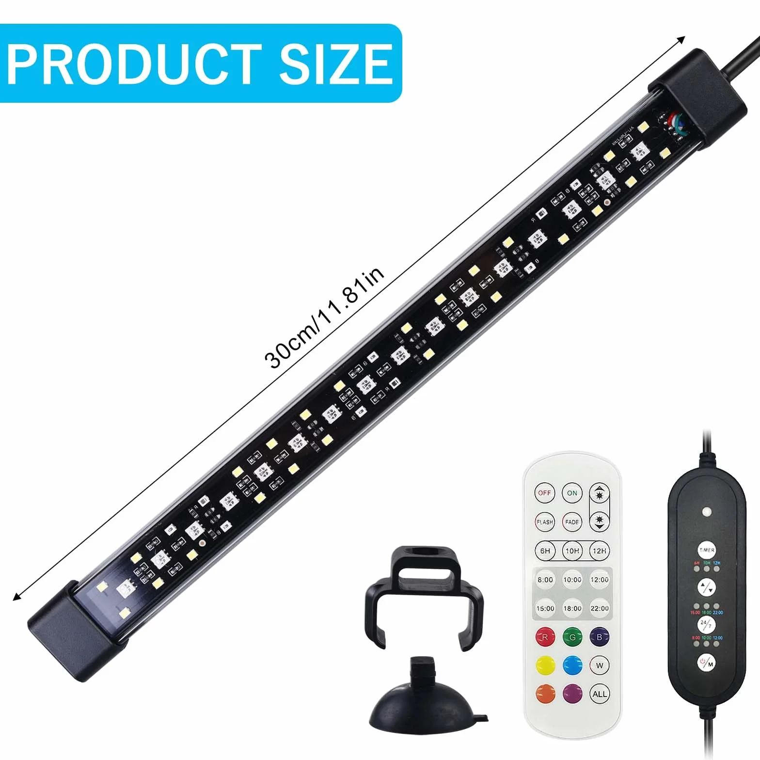 Oświetlenie akwarium, 10 W 24/7, tryb pełnego spektrum, lampa LED timer, dzień/noc i DIY 7 kolorów rośliny wodne, akwaria słodkowodne
