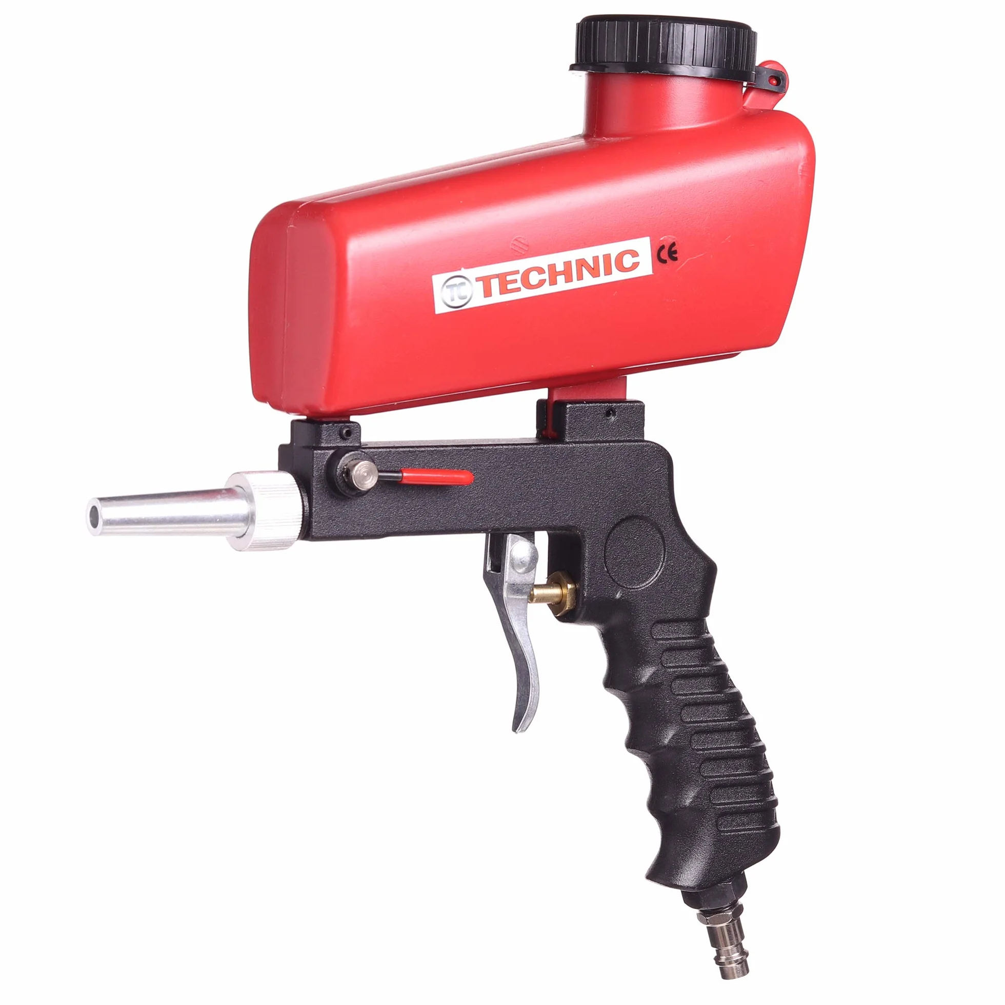 TC TECHNIC Technic ręczny pistolet do piaskowania, sprężone powietrze, lejek, zawór odcinający, poręczny, do surowych krawędzi, narożników, zardzewiałych miejsc