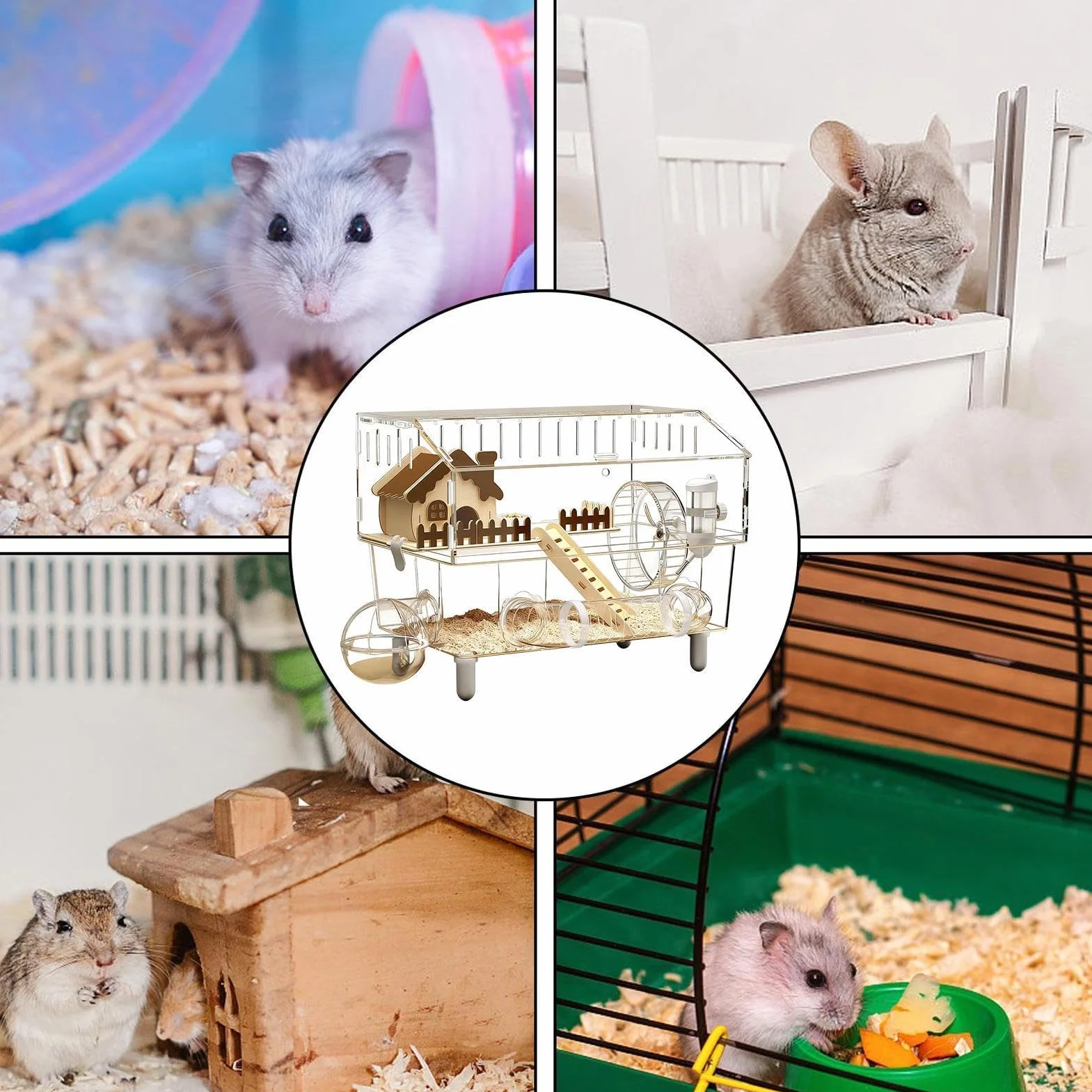 Klata dla chomika Przezroczyste akrylowy habitat | Wybieg dla małych gryzoni Dla chomika, myszoskoczka, szynszyli, królika, jeża, fretki