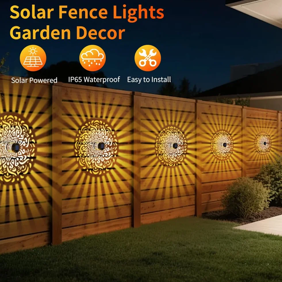 Lampy solarne do użytku na zewnątrz, 2 sztuki Latarnia solarna do użytku na zewnątrz IP65 wodoodporna dekoracja balkonu, metalowa lampa ogrodowa LED do dekoracji ogrodu, dekoracji ogrodowej
