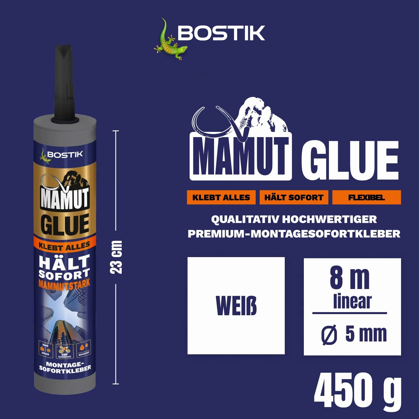 Bostik Mamut Klej Montażowy, Biały, 450 g