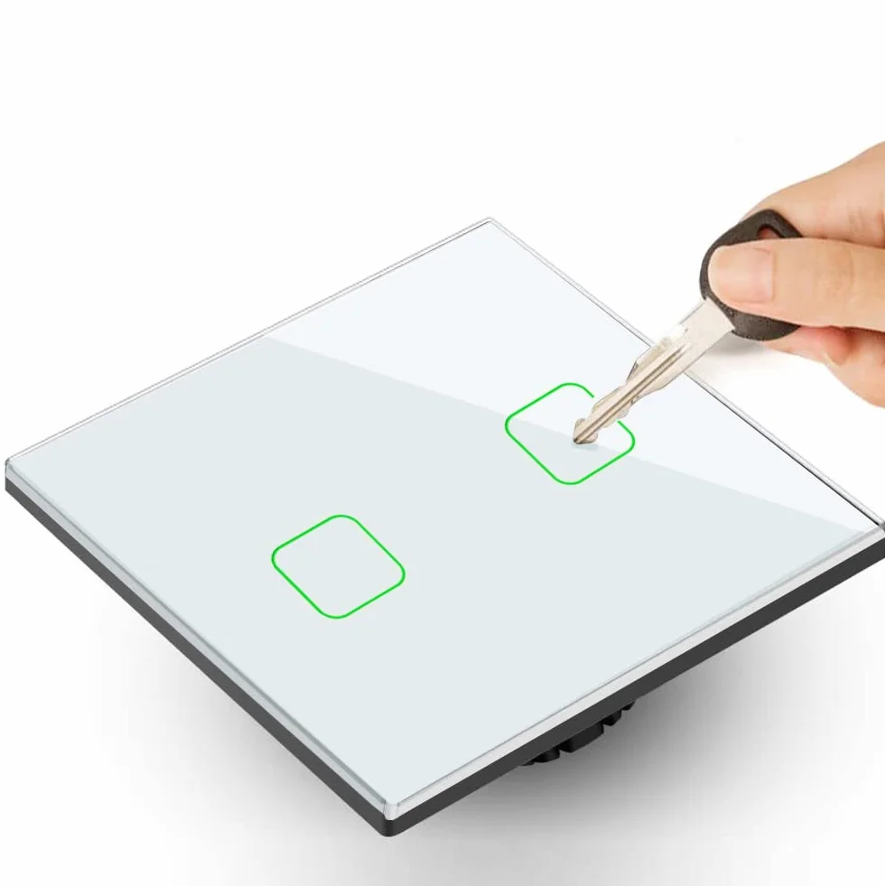 Dotykowy włącznik światła Maclean, pojedynczy, SMART, Tuya APP, szklany, biały z kwadratowym podśw. przycisku, 86x86mm, MCE716W