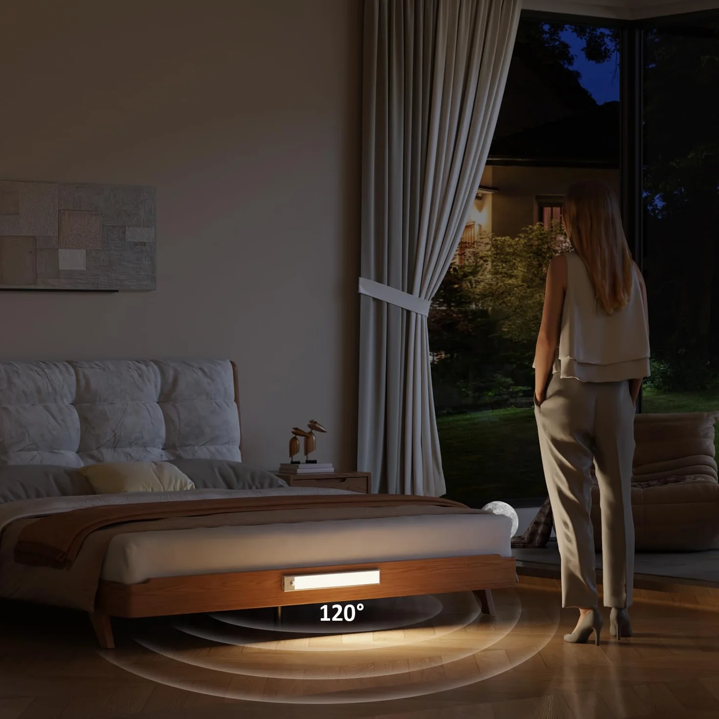 GLUROO Oświetlenie LED Pod Szafkę z Czujnikiem Ruchu, 30 cm, 3 Kolory, USB-C, Ściemnianie, 2 szt