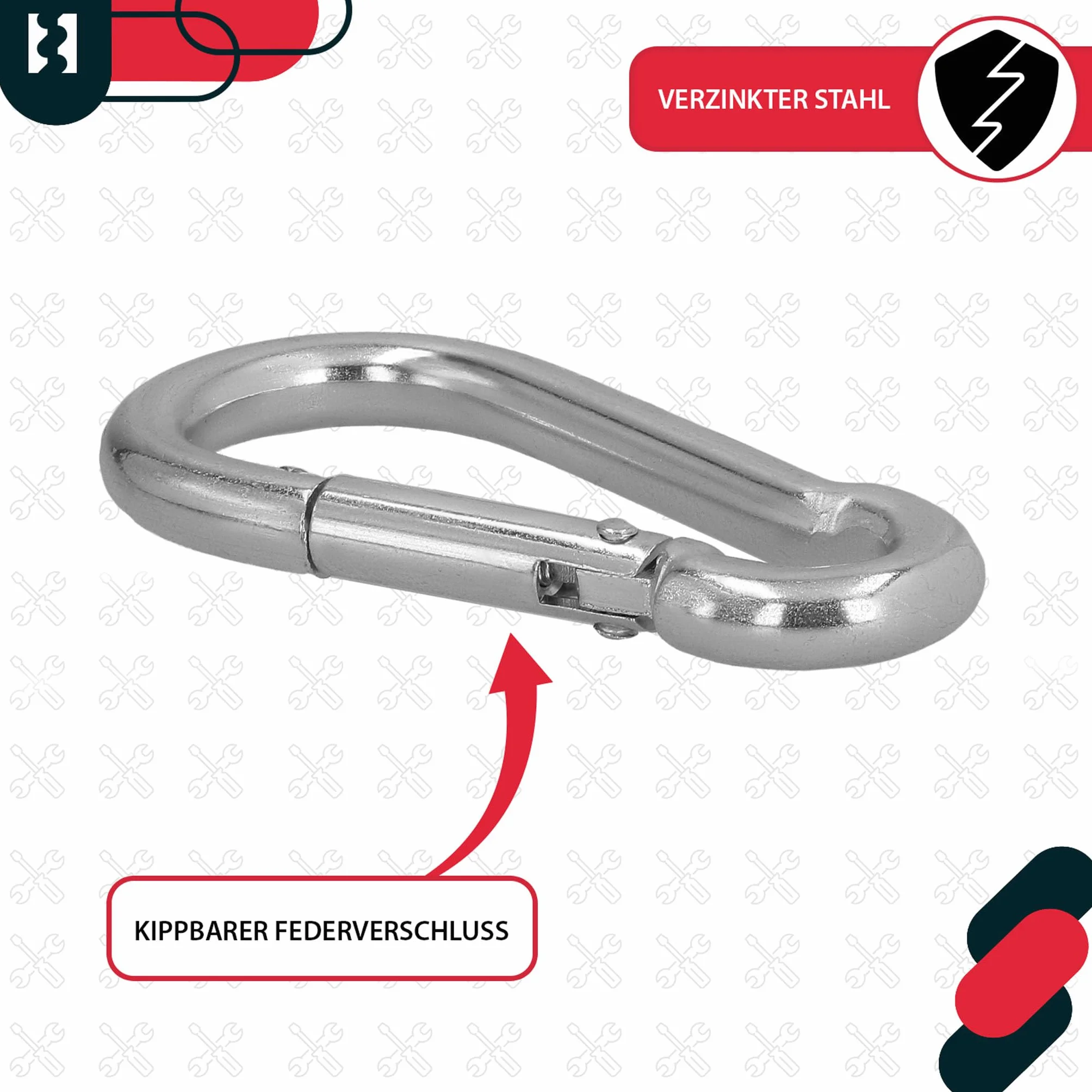 KOTARBAU® Karabińczyk do linek straży pożarnej, wytrzymały do łańcuchów