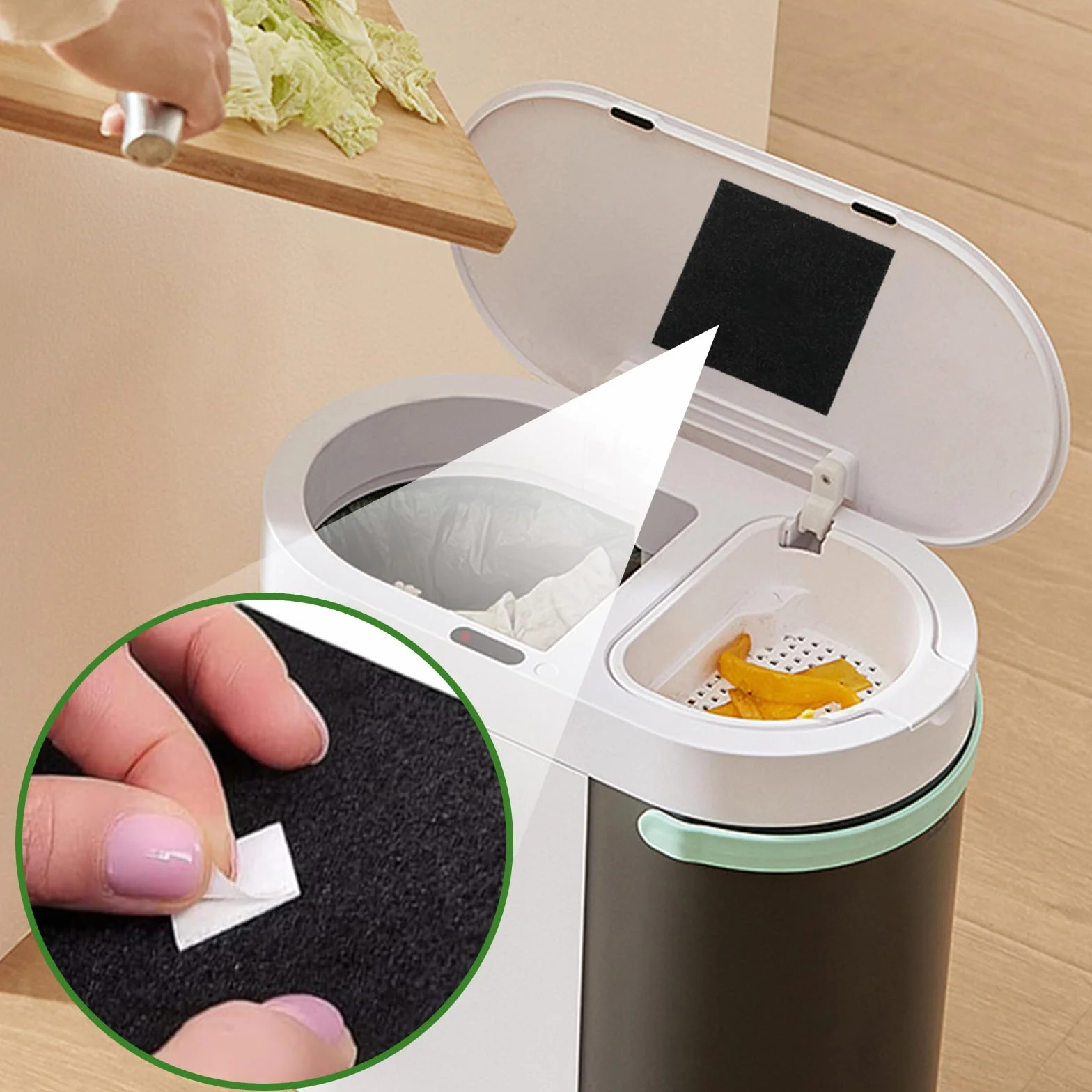 Filtr z węglem aktywnym, 10 sztuk, pojemnik na kompost, 11,5 x 10,5 cm, pojemnik na odpady organiczne, filtr z węglem aktywnym do kompostownika na odpady kuchenne, filtr zapachowy, pojemnik na