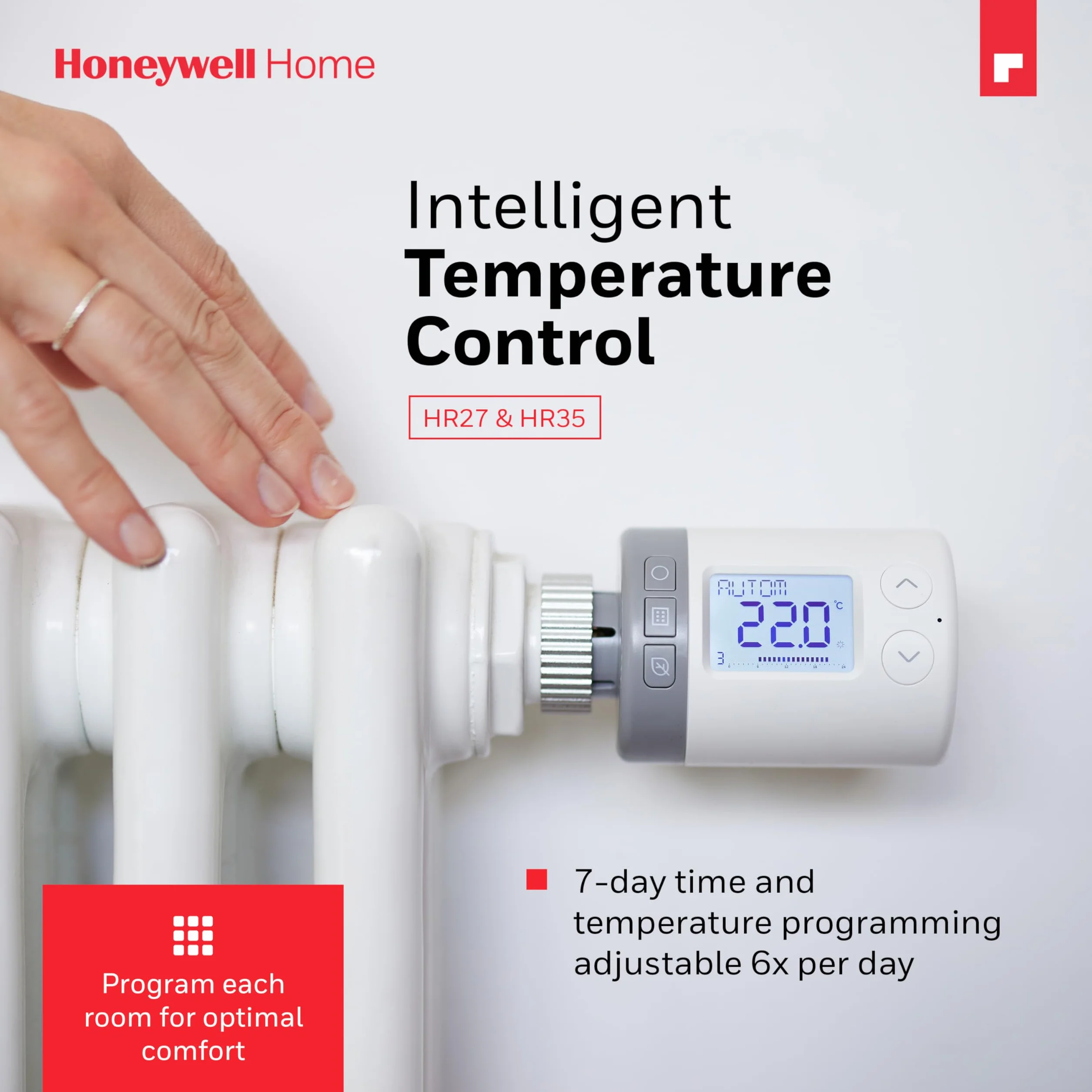 Honeywell Home Rondostat Hr27-2 Głowica Termostatu Biały 9,05 x 7,8 x 7,8 cm