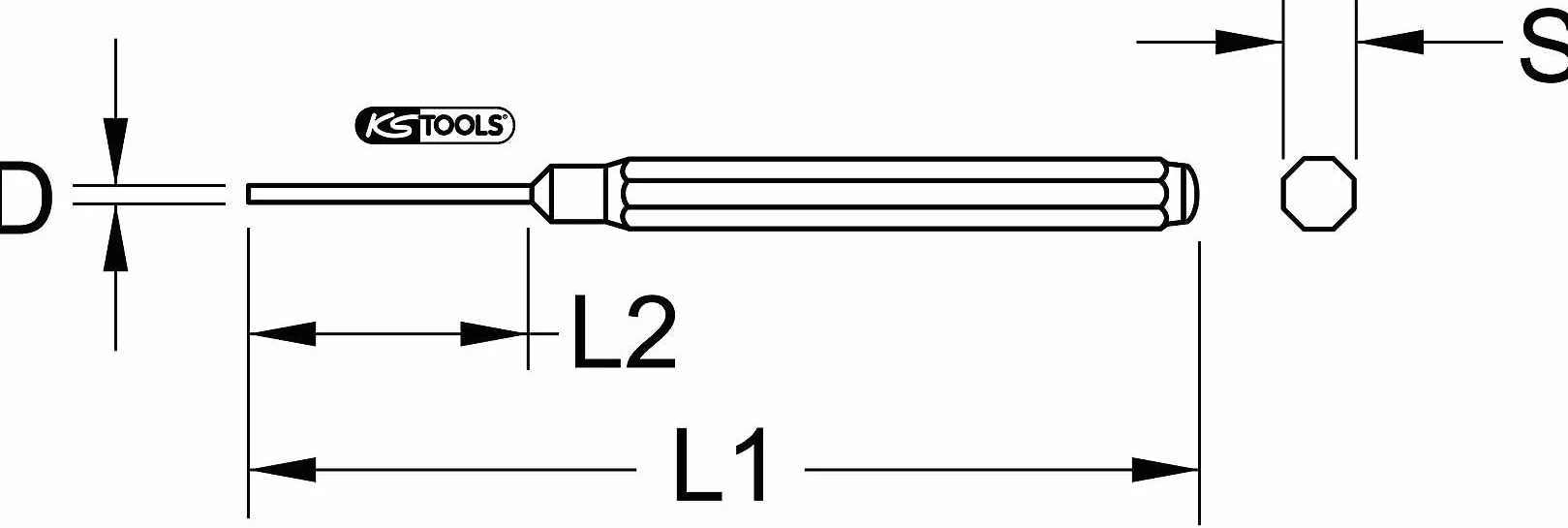 KS Tools wybijak zawleczek 8-krawędziowy chromowany Ø 2mm