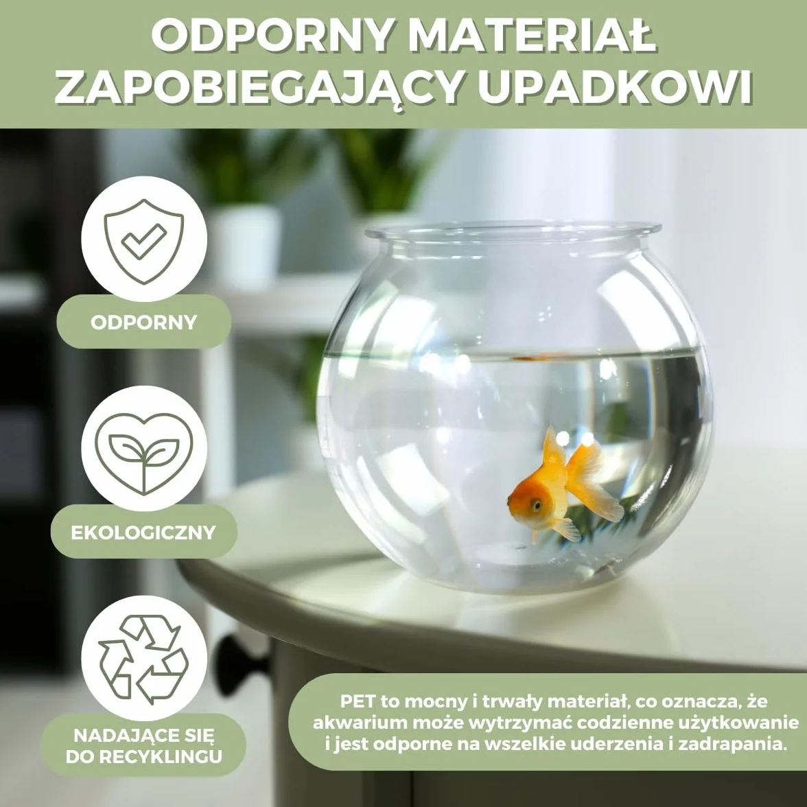 Mobiclinic® pets, Mał okrągł akwarium, Nemo, 4 litry, Plastik pet eco, Przezroczysty design, 20x20x17, 5cm, Łatwe do czyszczenia, Wytrzymałe, Idealne dekoracji domowej, Rośliny wodne