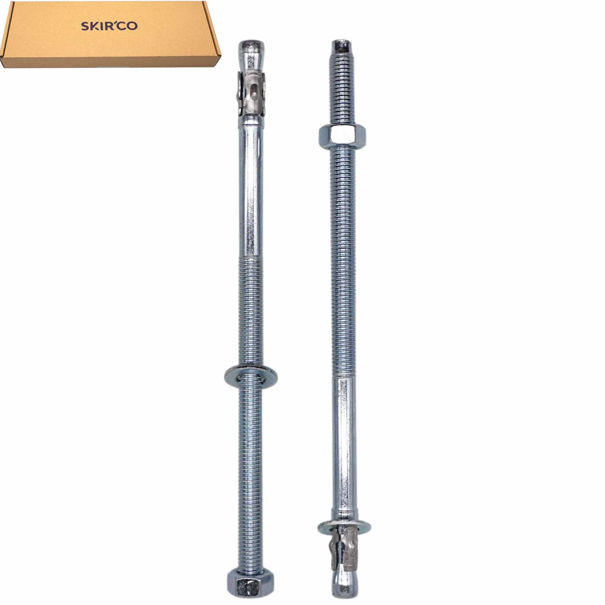 SKIR'CO (4 szt.) Ocynkowane kotwy klinowe M12 x 220 mm, metalowe kołki, śruby kotwiące, śruby rozporowe do muru i betonu