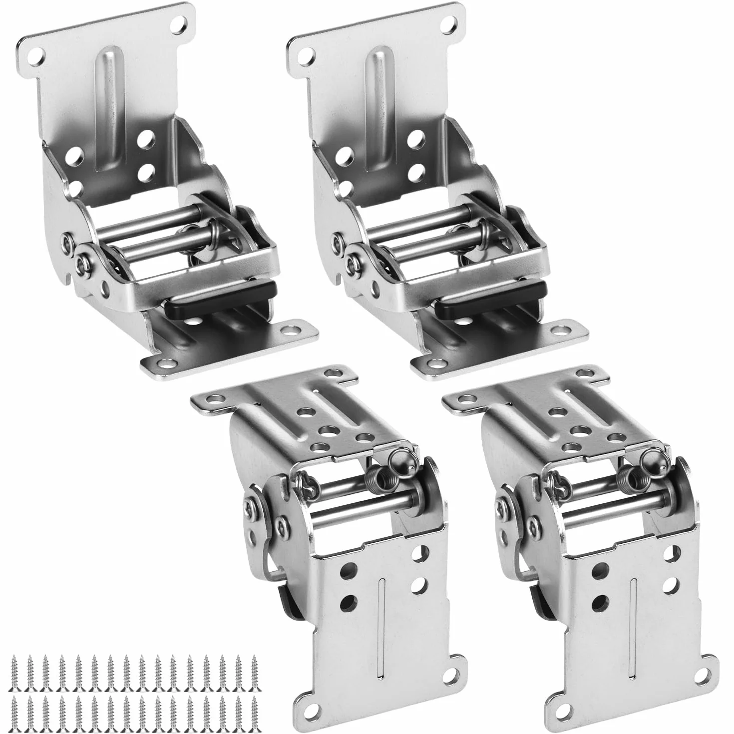 QWORK® 4 Piece Składane zawiasy Nogi stołu Składane zawiasy Wspornik Wspornik Stalowe ocynkowane śruby 40 W zestawie - srebrne