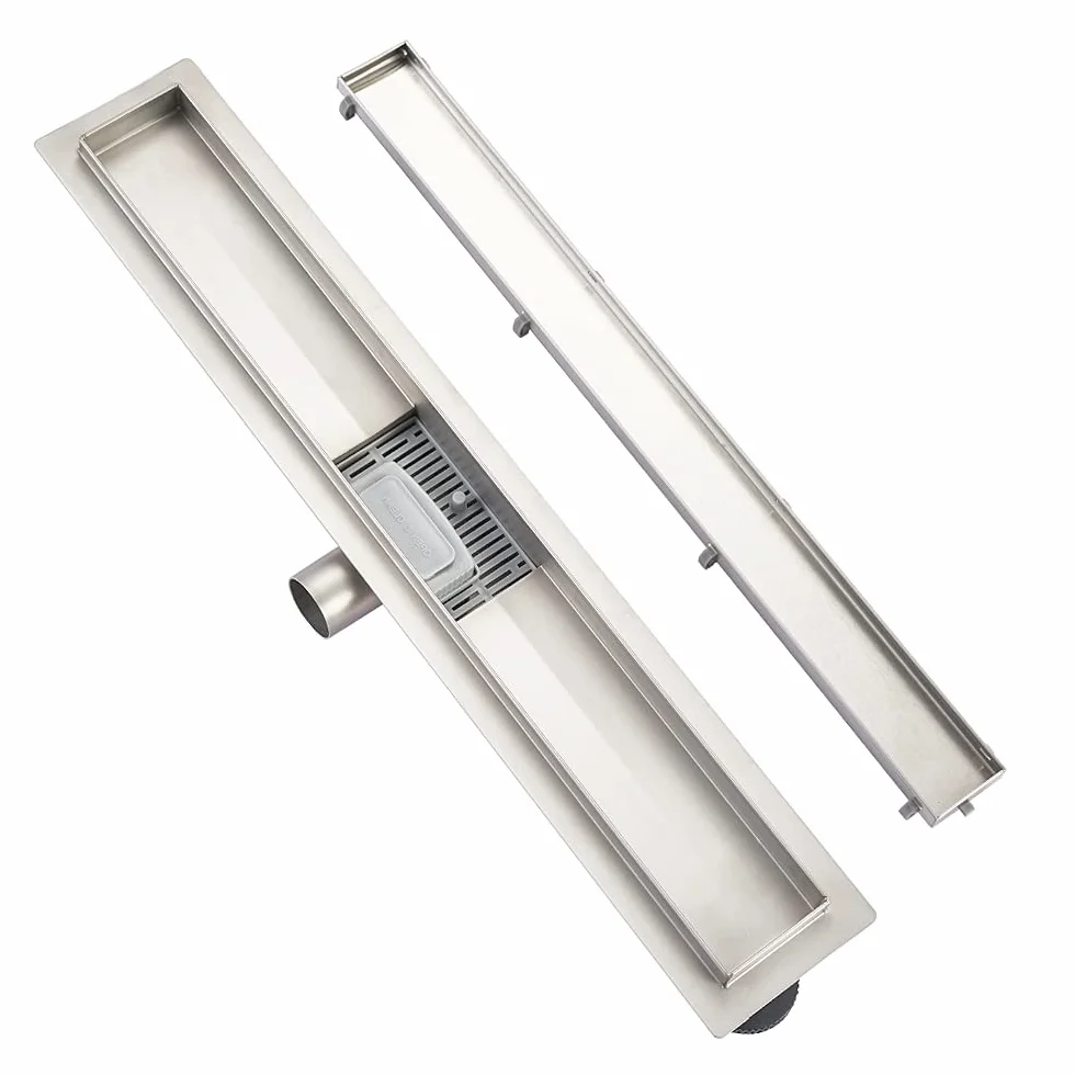 Liniowy odpływ prysznicowy dł. 50 cm, stal nierdzewna, wkładka do płytek 2 w 1, kompletny zestaw dwustronnego odpływu podłogowego, syfon odpływowy prysznicowy z ogranicznikiem zapachu i