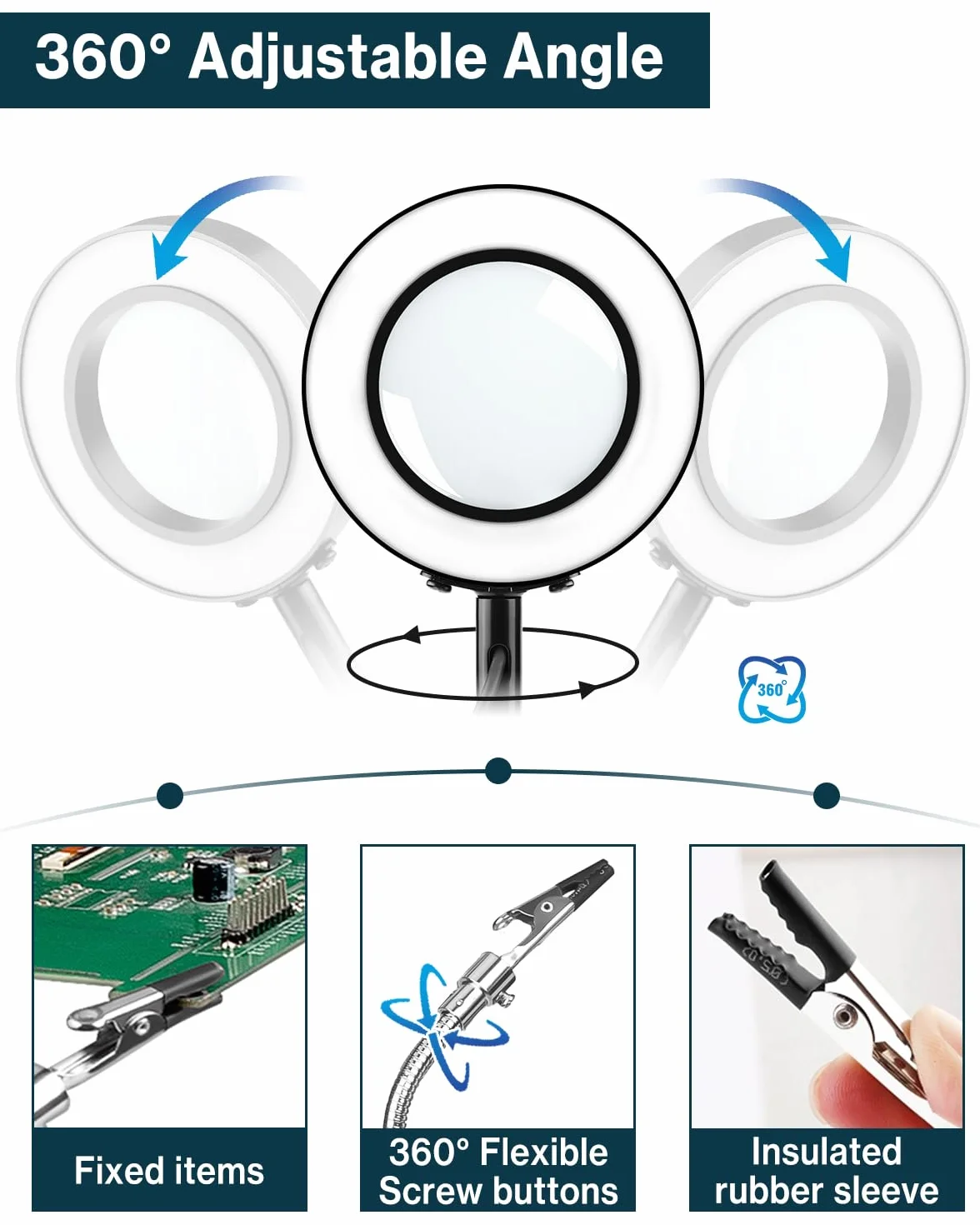 Stacja lutownicza trzeciej ręki, pomoc w lutowaniu, uchwyt na płytkę drukowaną, narzędzia do rękodzieła, warsztatu, stacja pomocnicza z USB LED, 3 x lupa, cztery ramiona pomocnik rzemiosło biżuteria