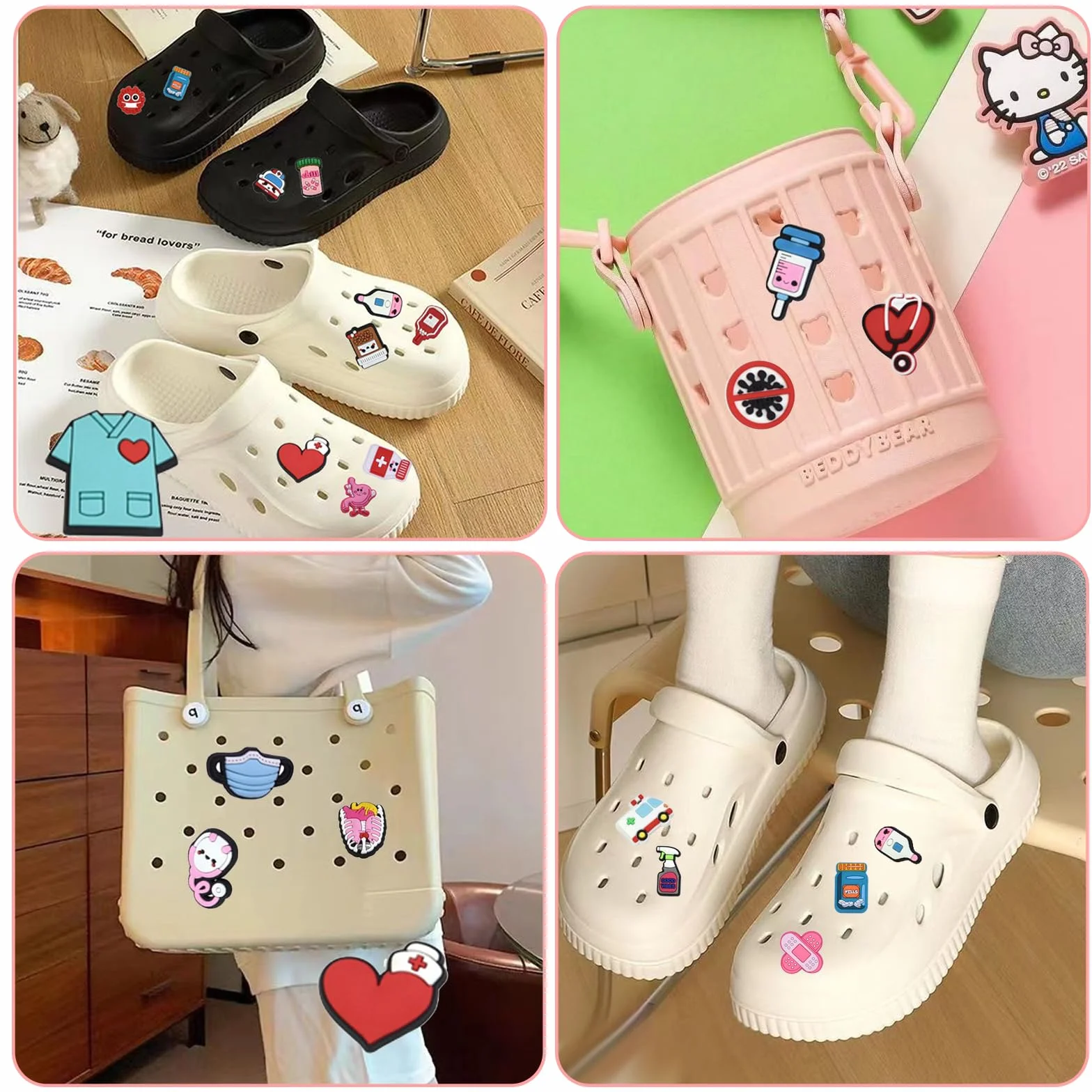 Wtyki do butów dla pielęgniarki, 40 sztuk, przypinki Crocs, ozdoba do butów dla dzieci, ozdoba do butów, ozdoba butów, PVC