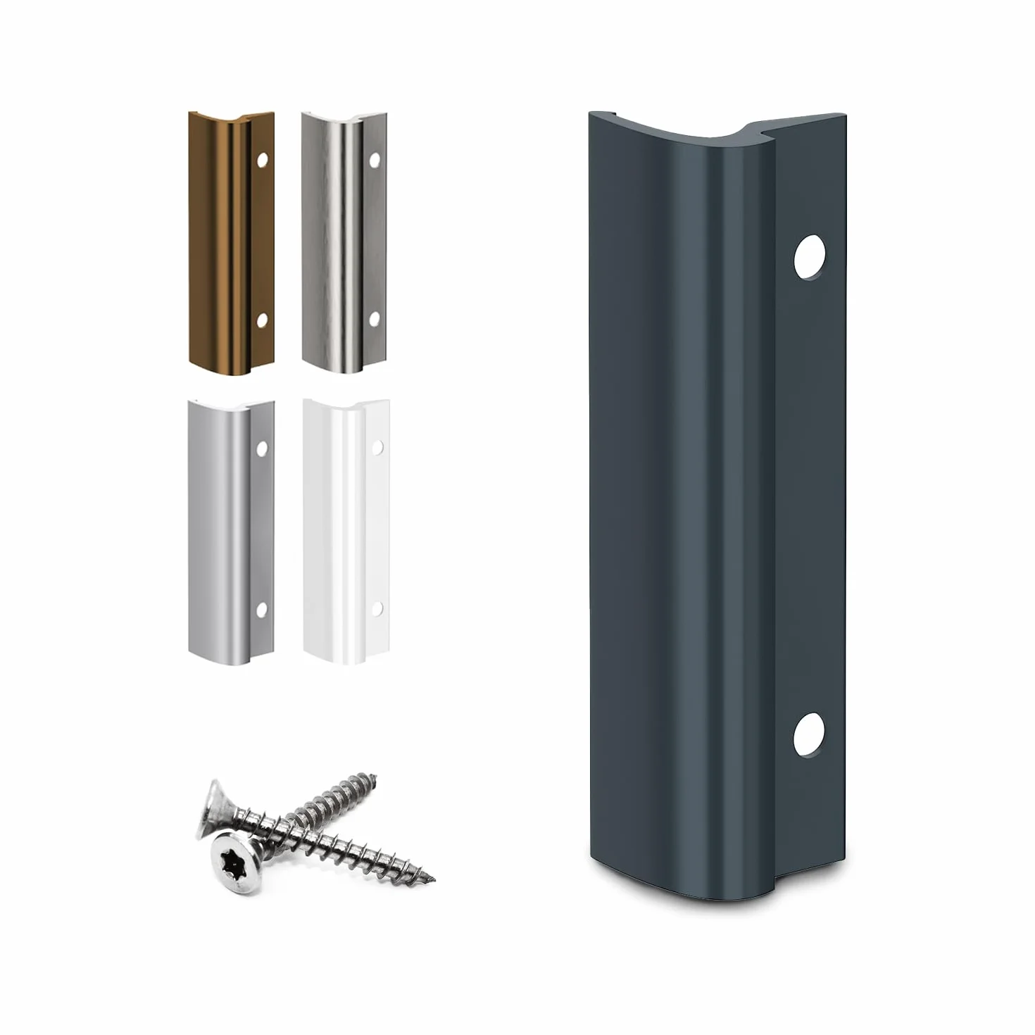 VOOXA Premium aluminiowa klamka do drzwi balkonowych + śruby mocujące | RAL 7016 matowy | wypukły uchwyt, wygodna obsługa na zewnątrz drzwi balkonowych/tarasowych