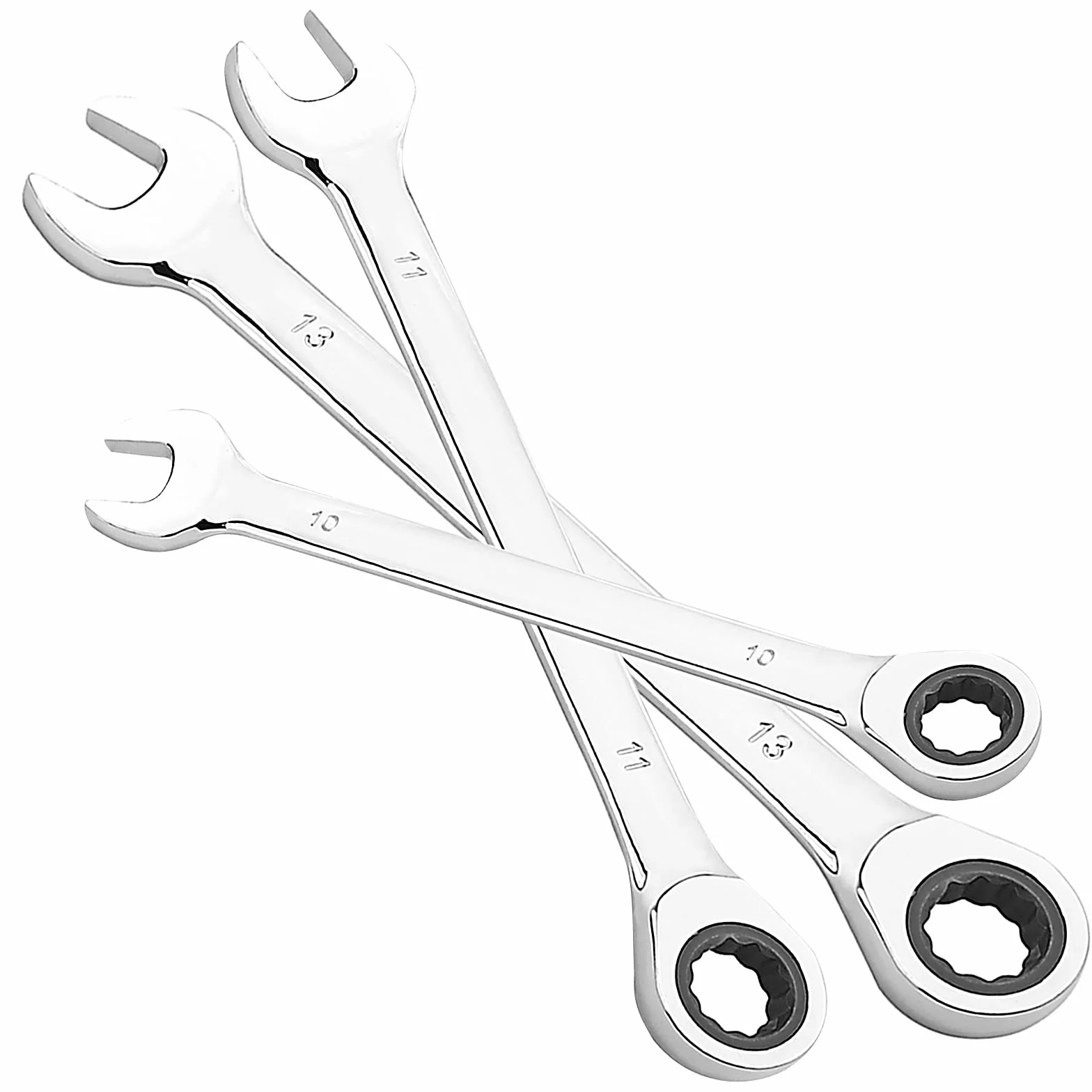 Zestaw 7 kluczy z grzechotk?, 6, 7, 8, 9, 10, 11, 13 mm, klucz p?asko-oczkowy z grzechotk?, 72 z?by