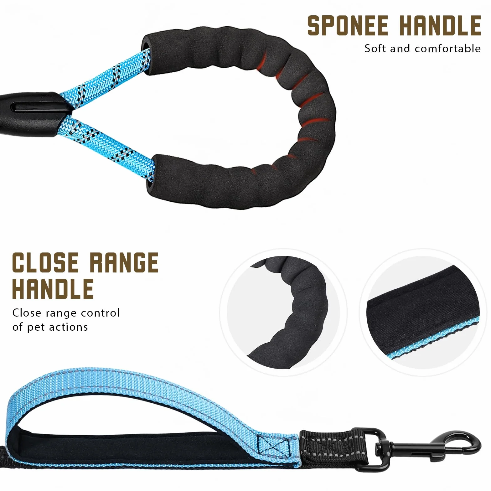 Podwójna smycz dla psa do wyprowadzania 2 psów, bez plątania, odblaskowa smycz bungee z obrotem o 360°, dwa wyściełane uchwyty i worki na odpady do spacerów i transportu