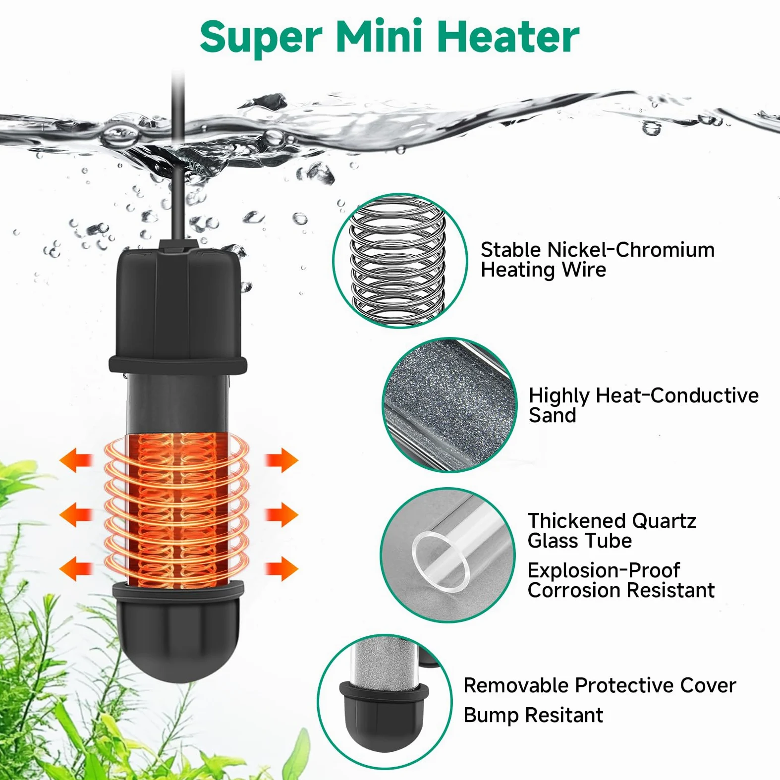 hygger Grzejnik do akwarium 10 W regulowany 15-34°C cyfrowy z kontrolerem temperatury