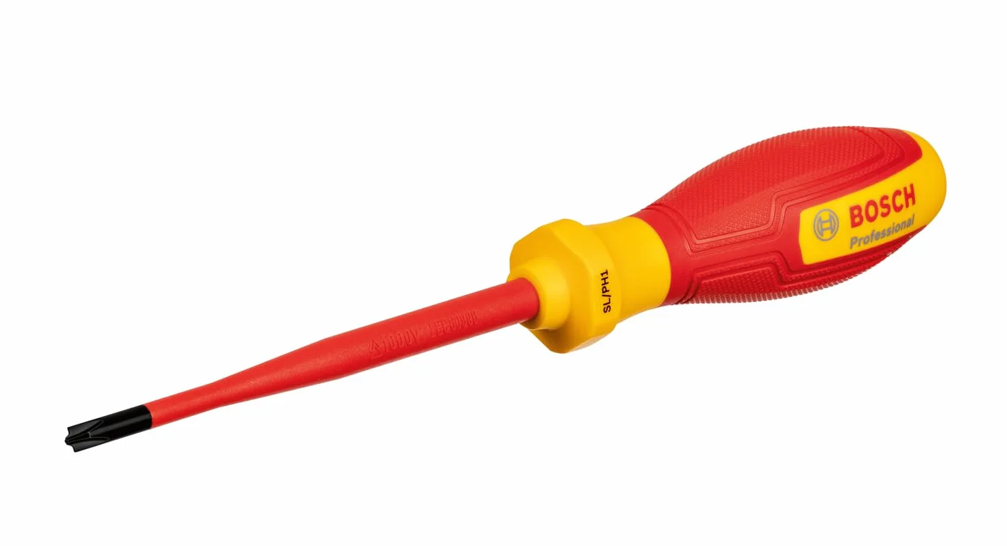 Bosch Professional: wkrętak VDE SL/PH 1 x 100 (certyfikat dla napięć do 1 000 V, izolacja z elastomeru termoplastycznego (TPE))