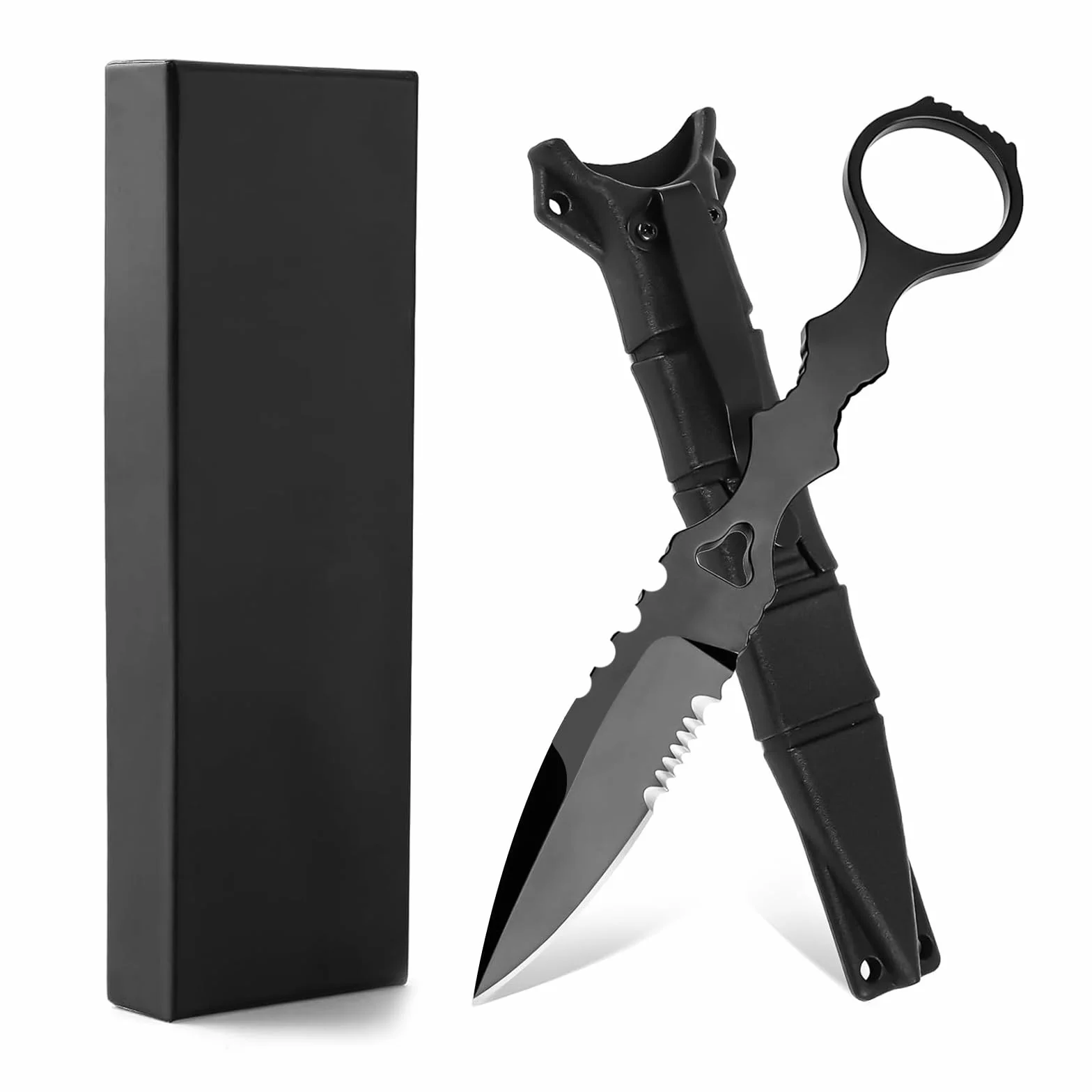 EDC Messer mit Kydex Scheide, 17 CM Feststehende Tactical Faustmesser, Verstecktes Stiefelmesser