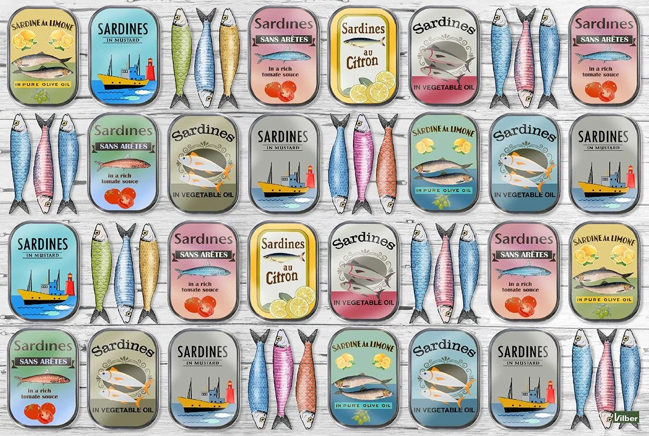 vilber A050 V01 Sardines. 2942 DU01 obrus tapeta stacja dokarmiania poidło dla ptaków, 45,6 x 30,5 x 0,2 cm, wielokolorowy