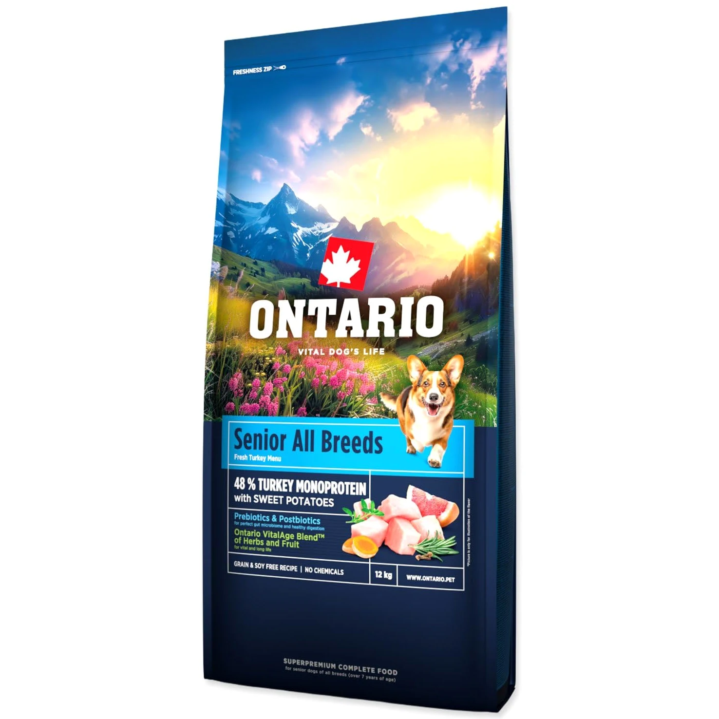 ONTARIO SENIOR MONO 12KG Karma Monoproteinowa dla Starszych Psów z Indykiem