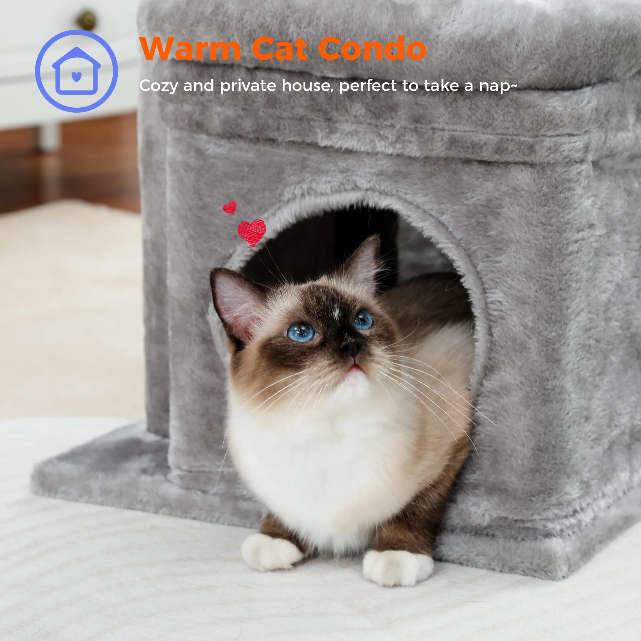 PAWZ Road Małe drzewo dla kota, wielopoziomowa wieża, z sizalowym drapakiem, przytulne mieszkanie, dla kotów domowych, odpowiednie na lato, szare