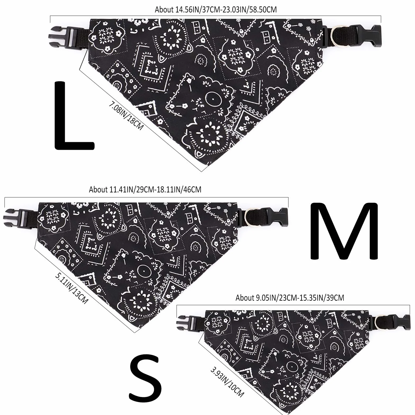 Bandana dla psów, chusty na głowę, chusta dla zwierząt domowych, regulowana, dla szczeniaków, małych psów, kotów (L, czarna)