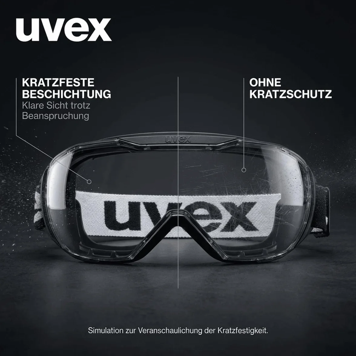 Uvex Megasonic Okulary ochronne dla osób noszących okulary odporne na zaparowanie i zarysowania