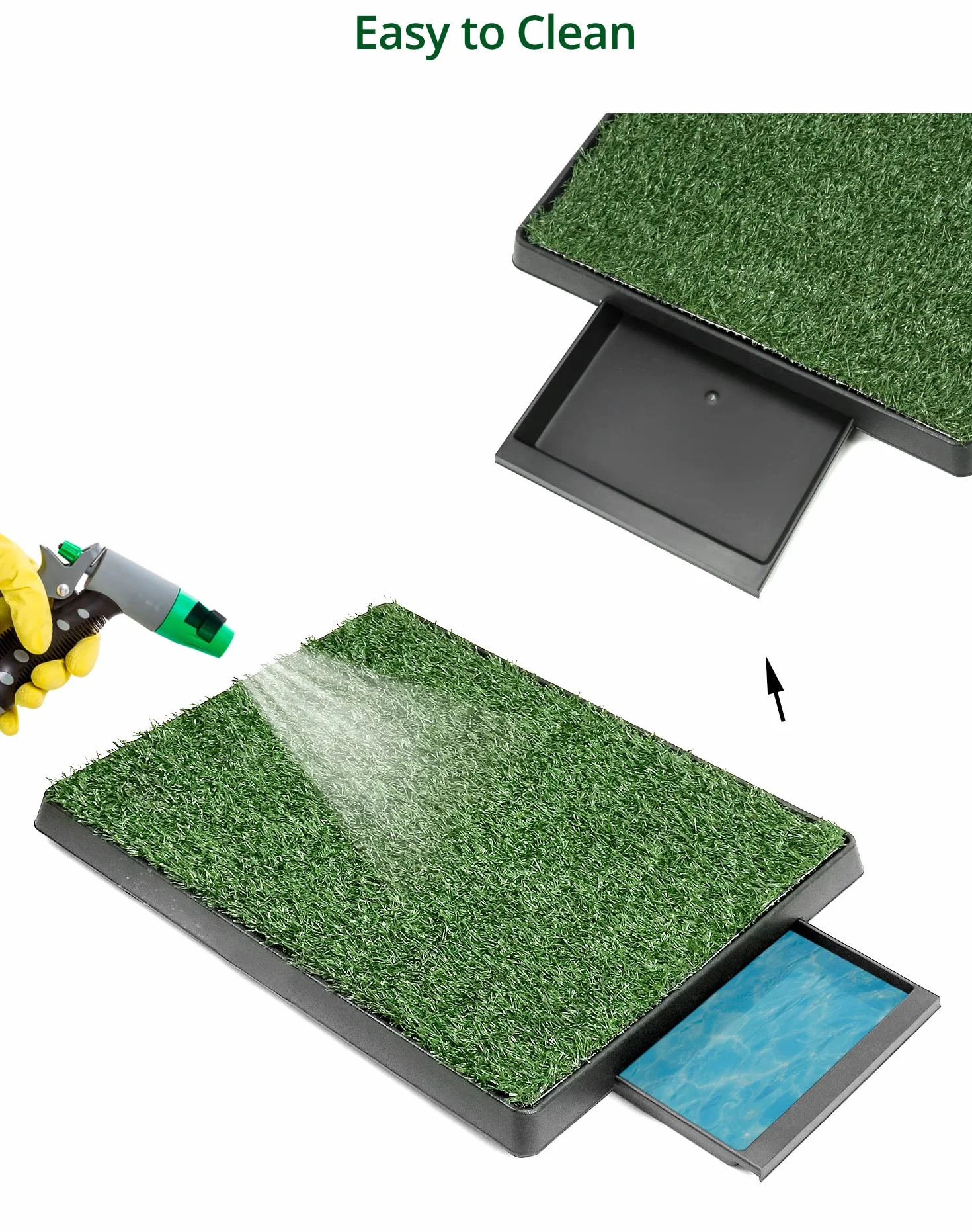 QWORK®toaleta dla psa ze sztuczną trawą, zmywalna toaleta do szczeniąt, mata do pee podkładka treningowa wielokrotnego użytku dla małych i średnich psów 63 x 51 x 7 cm