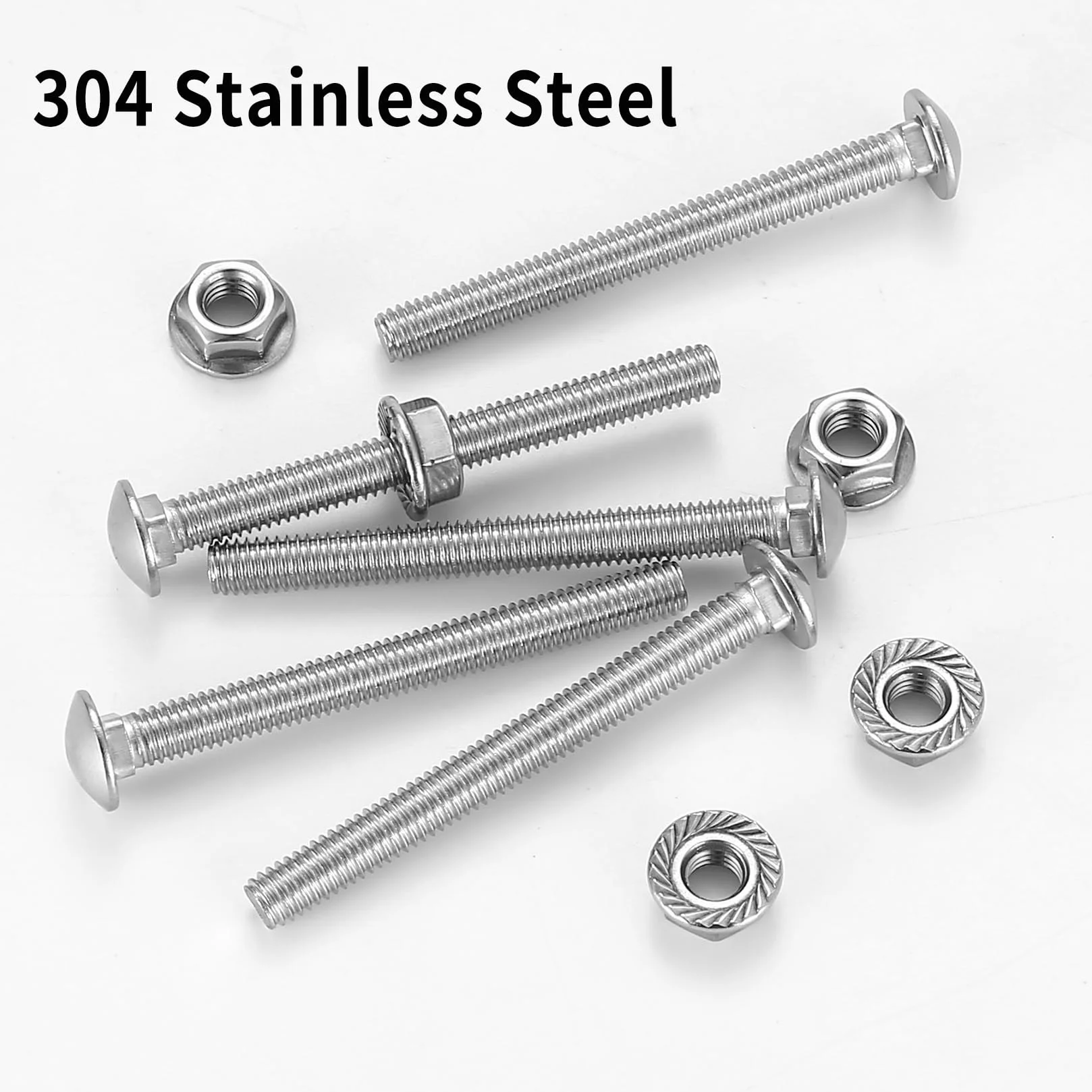 56 sztuk śrub zamkowych M6 x 60 mm, stal nierdzewna, śruby blokujące ze stali nierdzewnej, śruby do bramki, zestaw śrub z łbem płaskim z nakrętkami kołnierzowymi