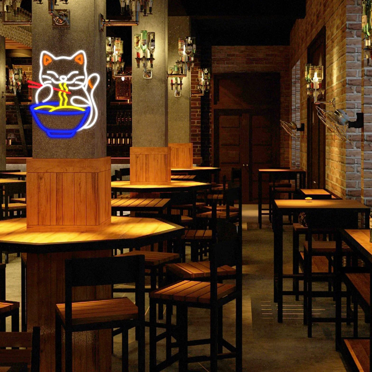 Kot Okna Znak świetlny Neon Kolorowy LED Neonowy Znak Ścienny Kot Makaron Neonowy Znak Makaron LED Restauracja Sklep Okna Kuchnia Przekąski Bar Salon Jadalnia Brunch Party