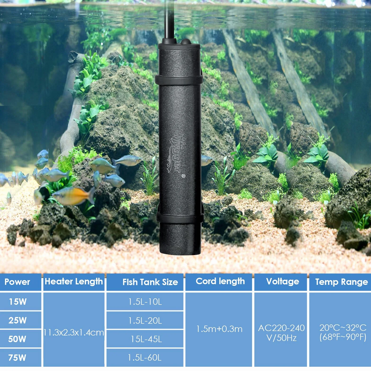hygger Mini ogrzewanie akwariowe 25 W zatapialne podgrzewacz do akwarium Betta z zewnętrznym kontrolerem cyfrowym do 20 l