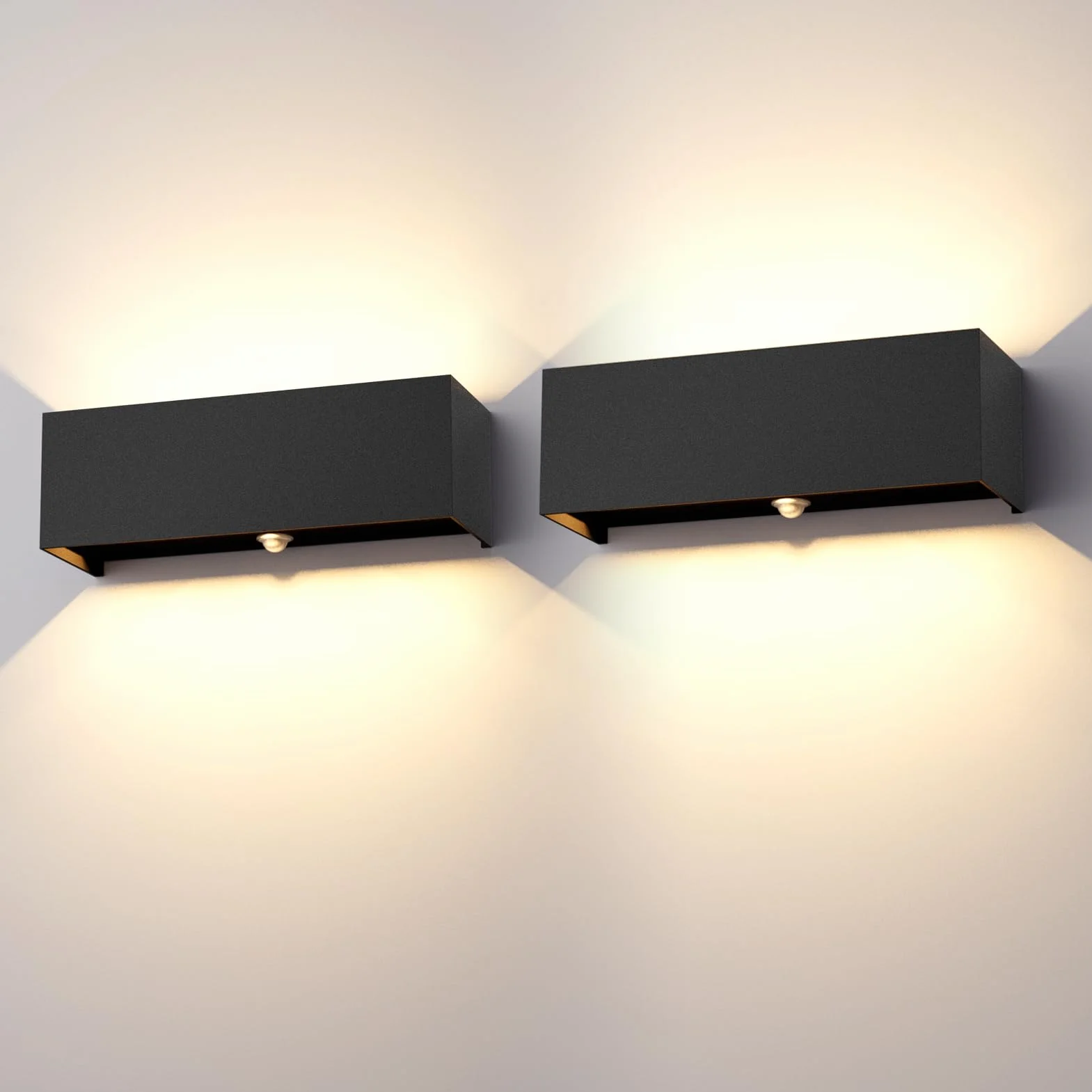 Klighten 30W Lampa zewnętrzna z czujnikiem ruchu, 2 szt. Lampy z czujnikiem ruchu Regulowana wiązka światła, lampa ścienna z czujnikiem ruchu