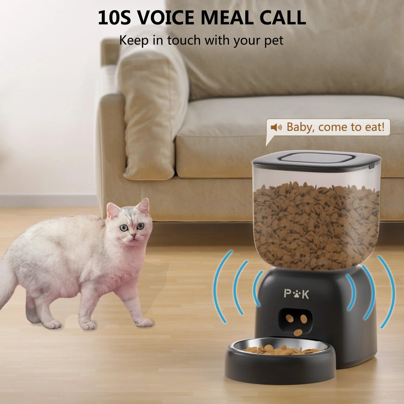 PUPPY KITTY Automatyczny dozownik karmy dla kotów, 2,4 G WiFi dozownik karmy dla kotów połączyć APP z rejestracją 10S, miska ze stali nierdzewnej 304, 1-10 posiłków dziennie, 3 l (czarny)