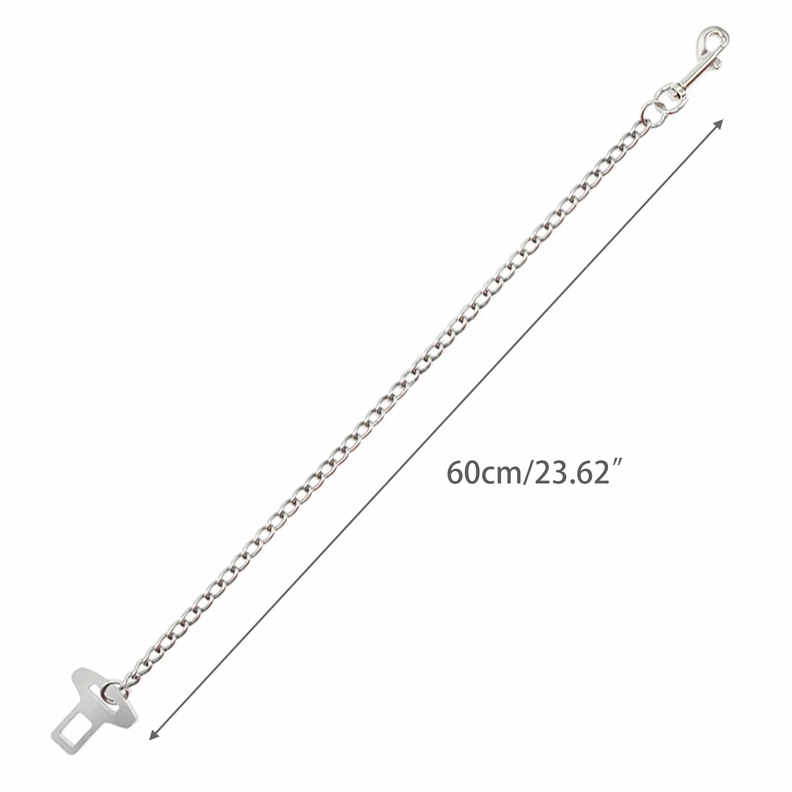 Łańcuch ze stali nierdzewnej 304, odporny na ugryzienia, pas bezpieczeństwa dla psa, 60 cm, dla psów, kotów, zwierząt domowych, do samochodu, smycz bezpieczeństwa