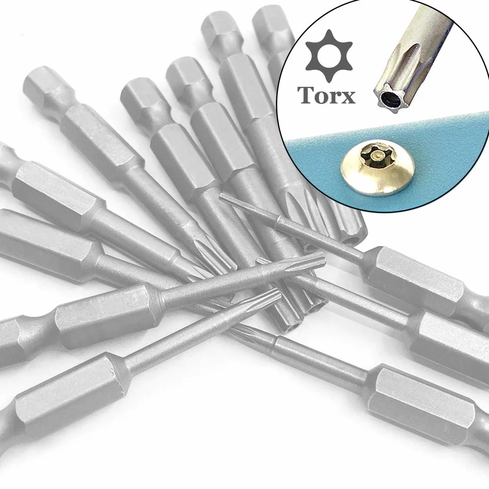 Zestaw 12 bitów Torx T5-T40 magnetycznych wkrętaków ze stali S2 1/4 cala (50 mm długości)