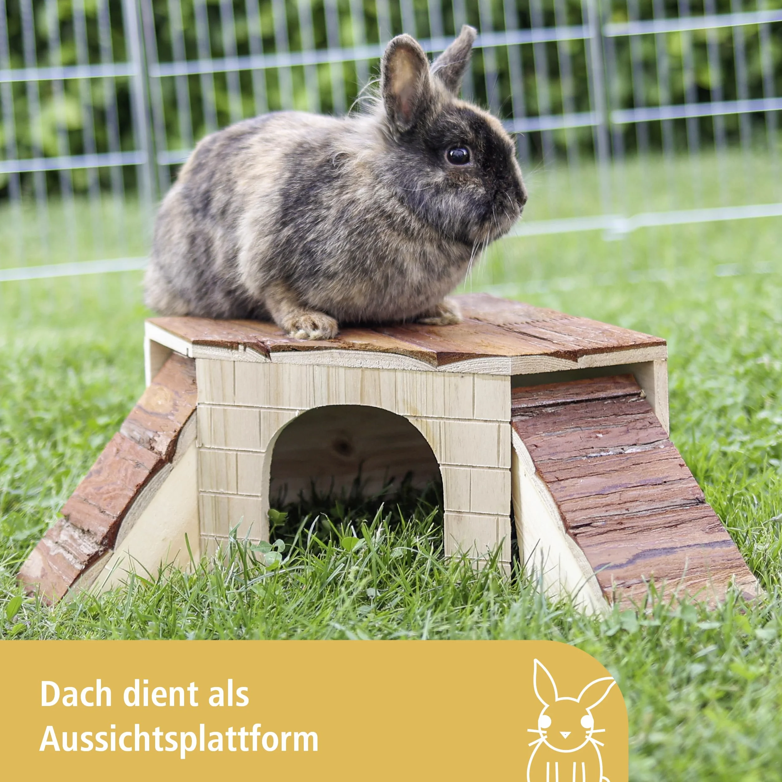 Kerbl Gineau domek świnia z rampami natura, 37 x 35 x 15 cm bez ramp 25 x 25 x 15 cm