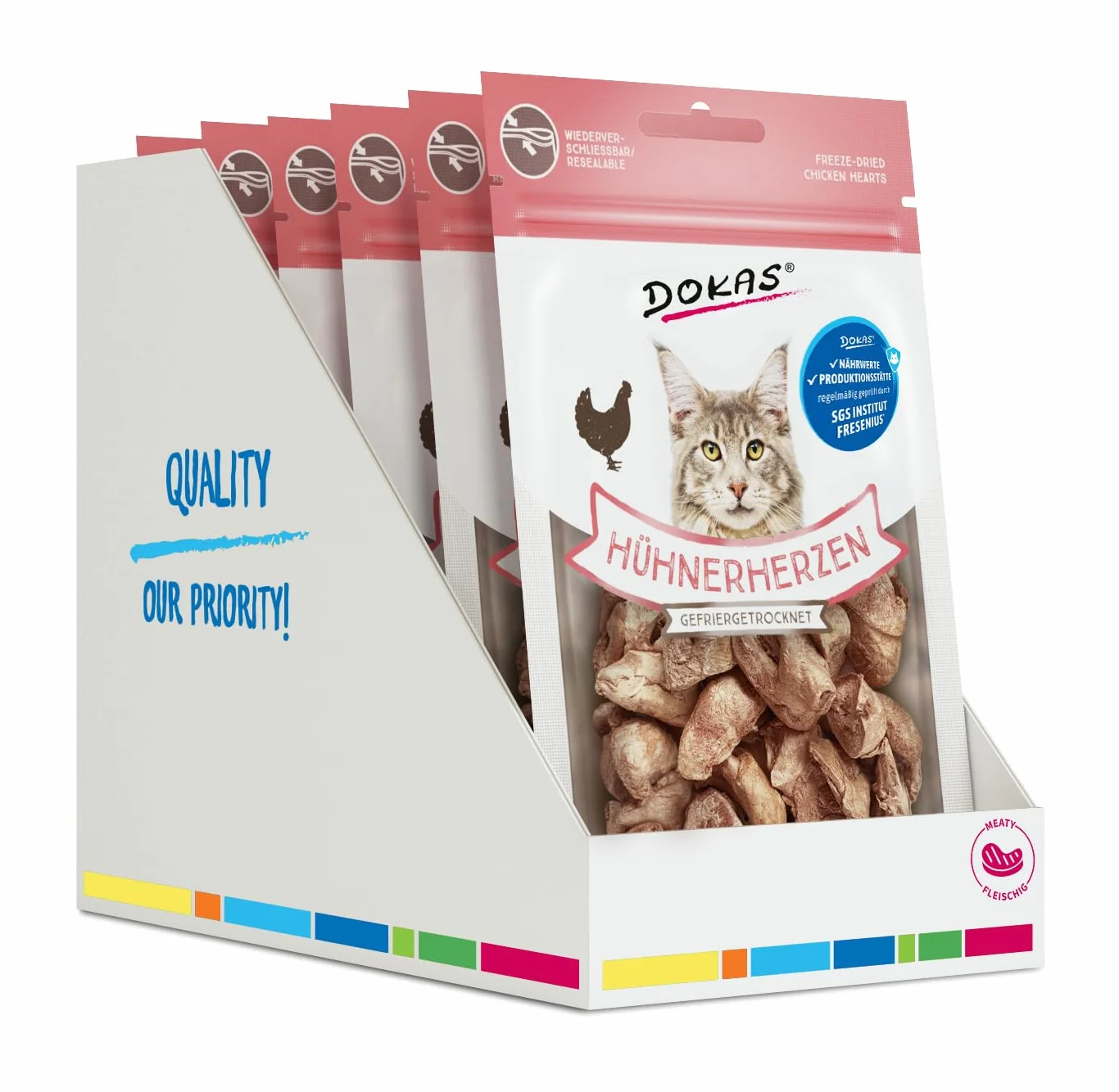 DOKAS Podroby liofilizowane – bez zbóż smakołyk premium dla kotów – idealne jako nagroda, 6 x 15 g