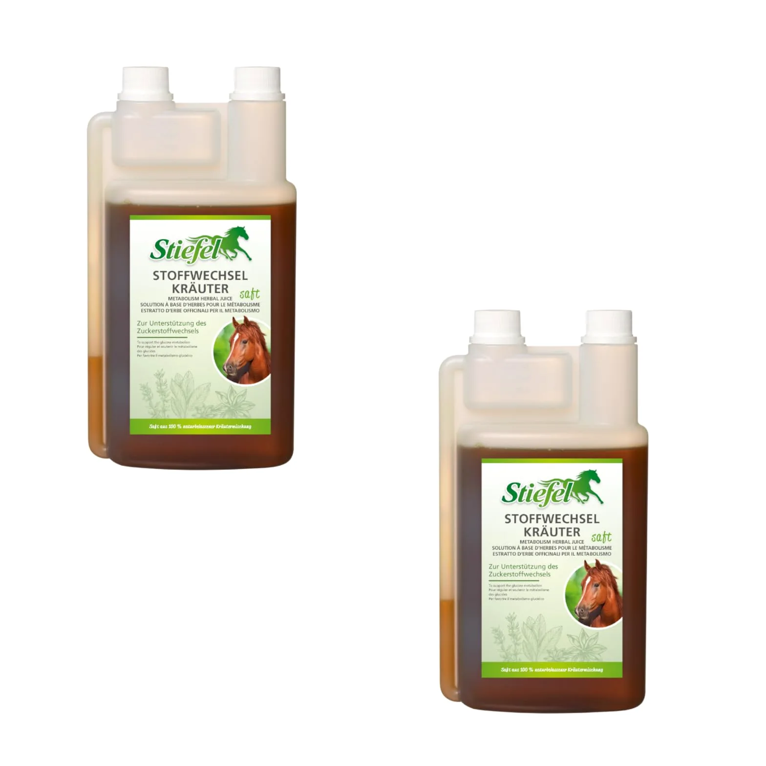 Stiefel Sok z ziół metabolicznych, dwupak, 2 x 1 l, płynna karma uzupełniająca dla koni, pomoc w wykorzystaniu węglowodanów, bez barwników
