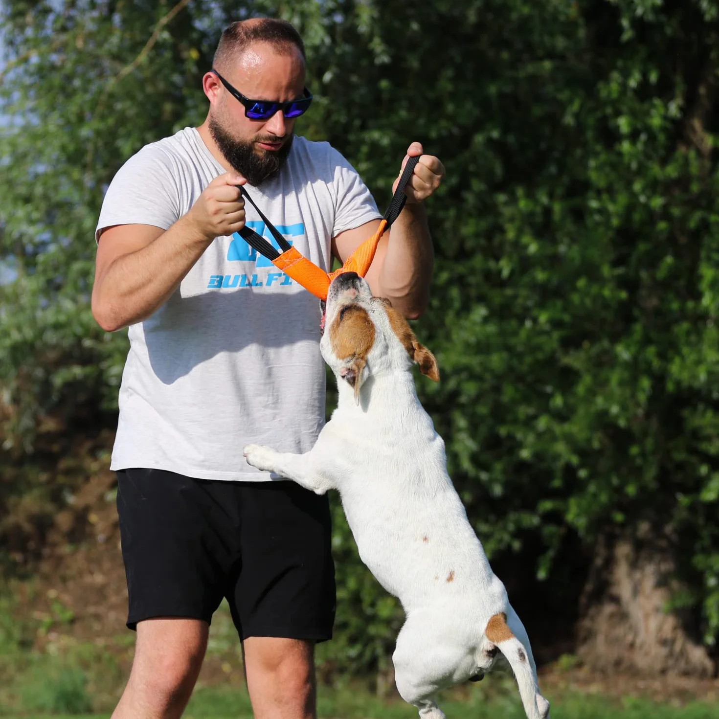 Bull Fit bungee Szarpak dla psa 30 cm, z dwiema rączkami - Bardzo wytrzymała zabawka dla psów do treningu obronnego i kynologii sportowej - Mocny Szarpak wąż strażacki, Aport Dummy pływający