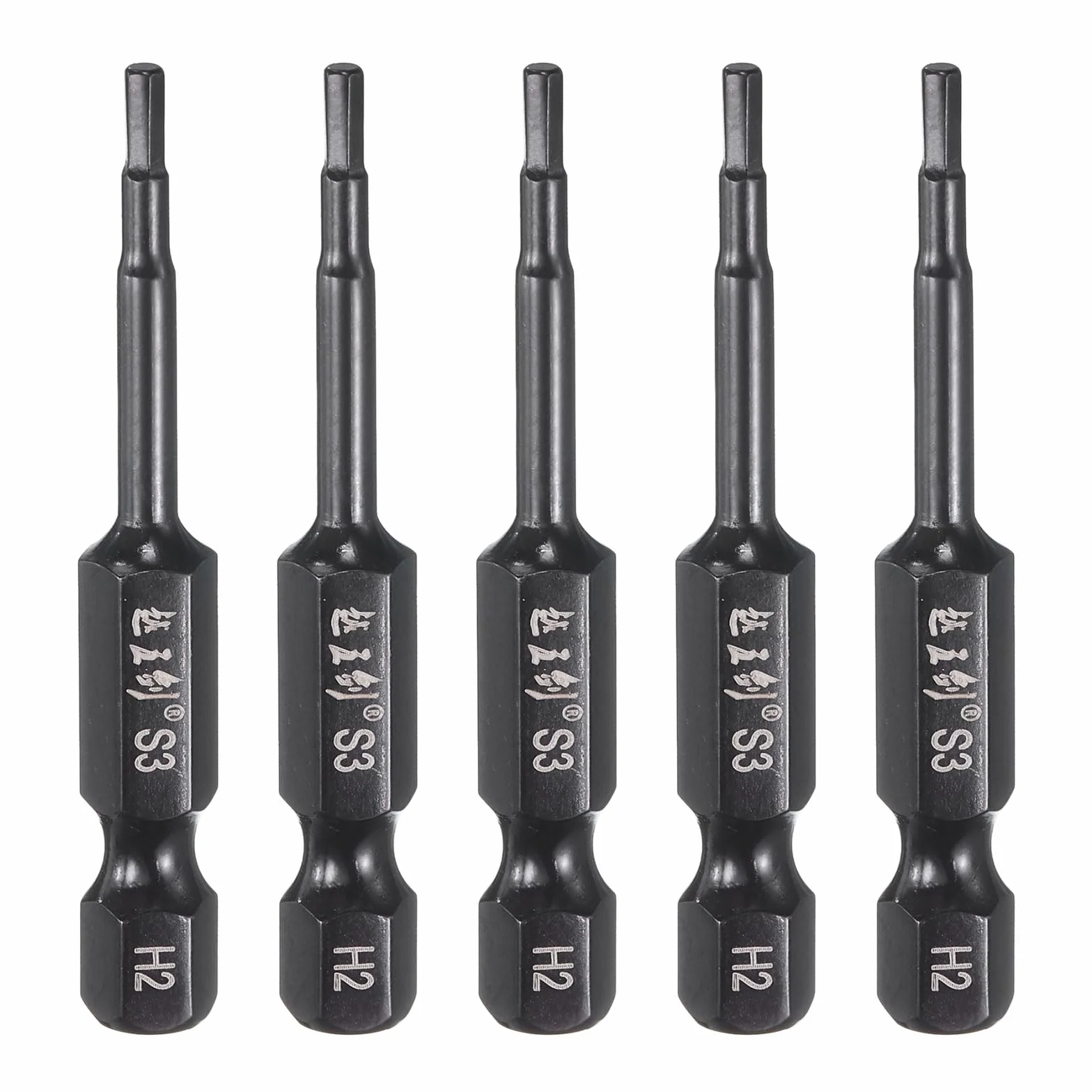 QUARKZMAN 5 sztuk kluczy sześciokątnych wiertło wiertło 2 mm (H2) metryczne 1/4" trzpień sześciokątny 2" (50 mm) długość S3 stal magnetyczny śrubokręt bity standard przemysłowy sześciokątny