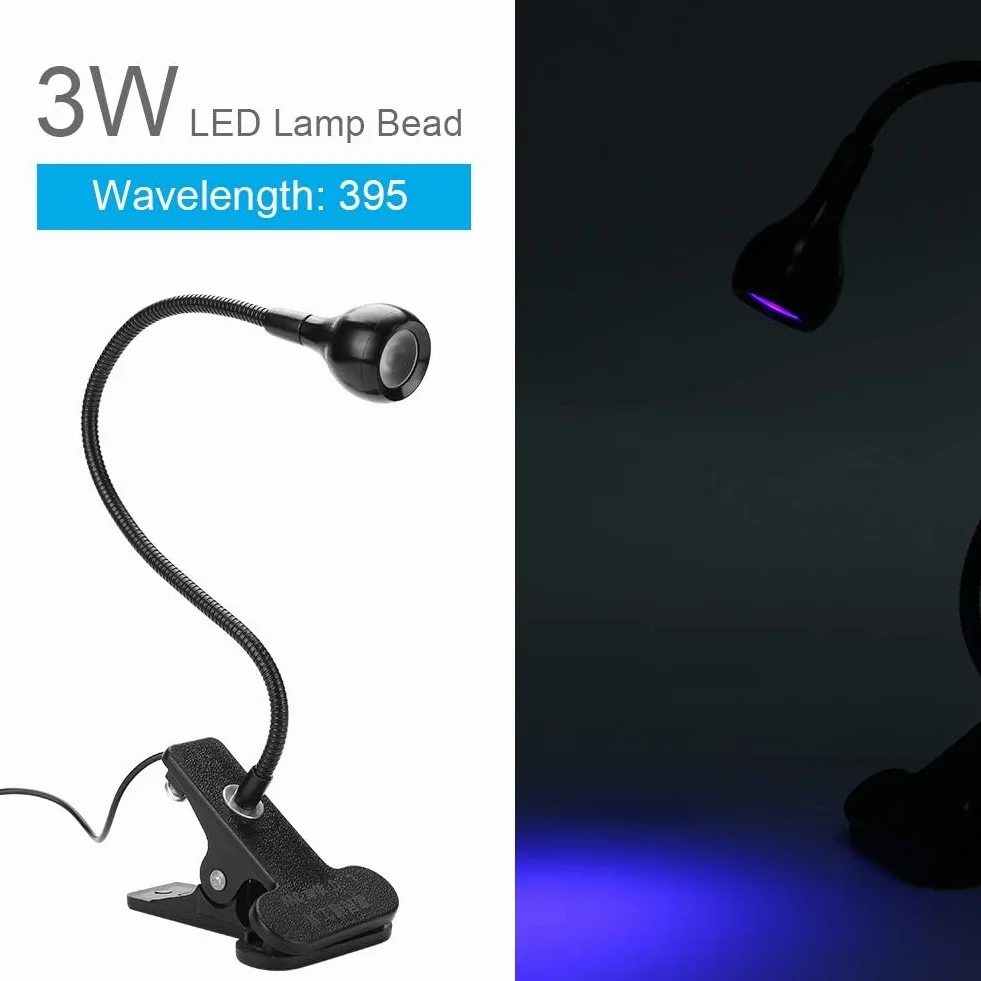Lampa UV LED 3W USB do Naprawy Telefonu z Klipsem Fioletowe Światło