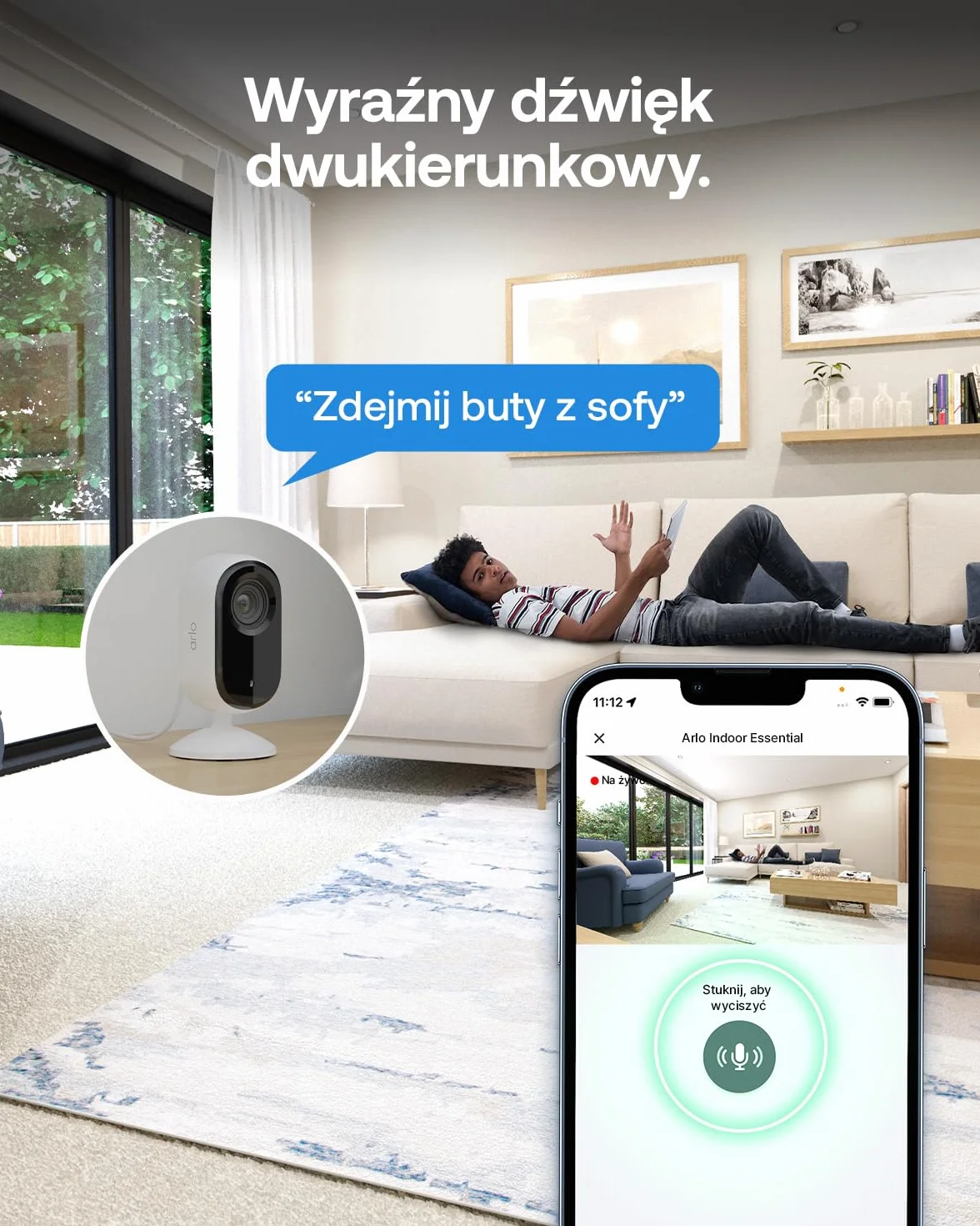 Arlo Essential 3 HD Kamery monitorujące wewnątrz (2), dwukierunkowy dźwięk, zasilanie kablowe, inteligentny dom