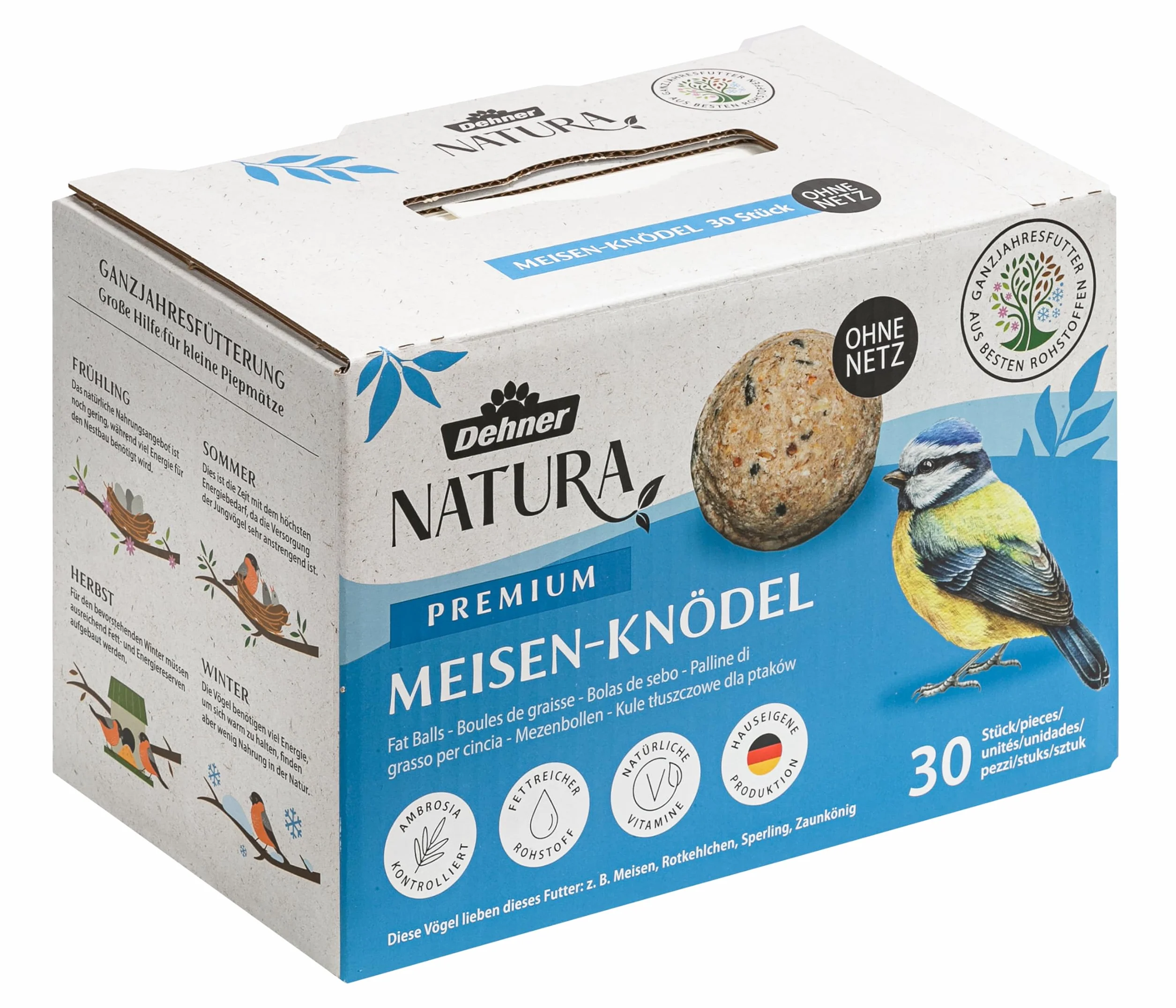 Dehner Natura Premium Karma dla Ptaków, 30 x 90g (2,7 kg)