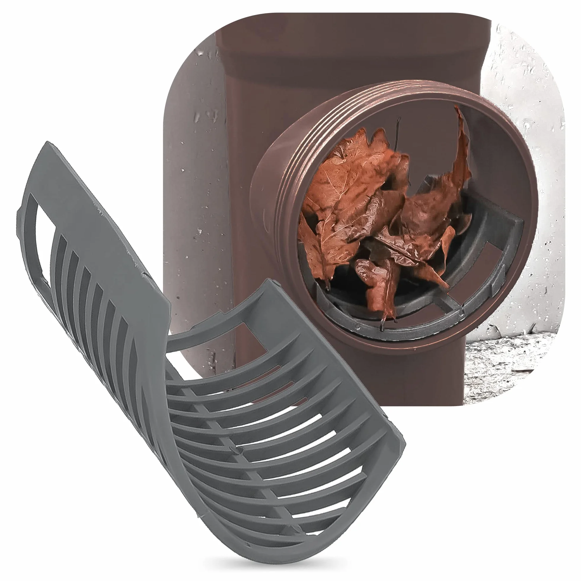 Millto™ Sitko Czyszczaka Rynnowego Rewizji Rury Spustowej 110 mm Szare Filtr Rynny Deszczowej Kratka Filtrująca Liście Gałęzie Plastikowa Osłona Ochronna