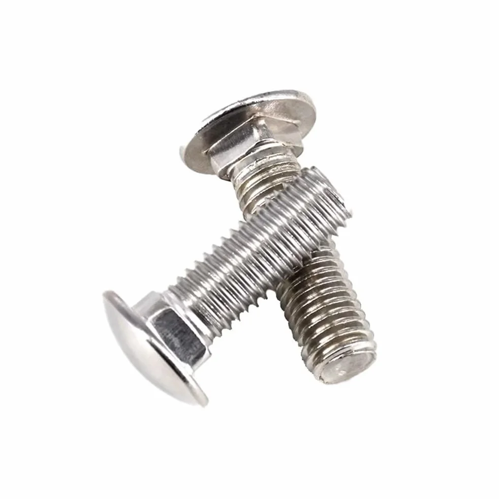 Śruby zamkowe, pełny gwint, śruby płaskie z nasadką czworokątną, stal nierdzewna, okrągła śruba M12 x 50 mm (2 sztuki)