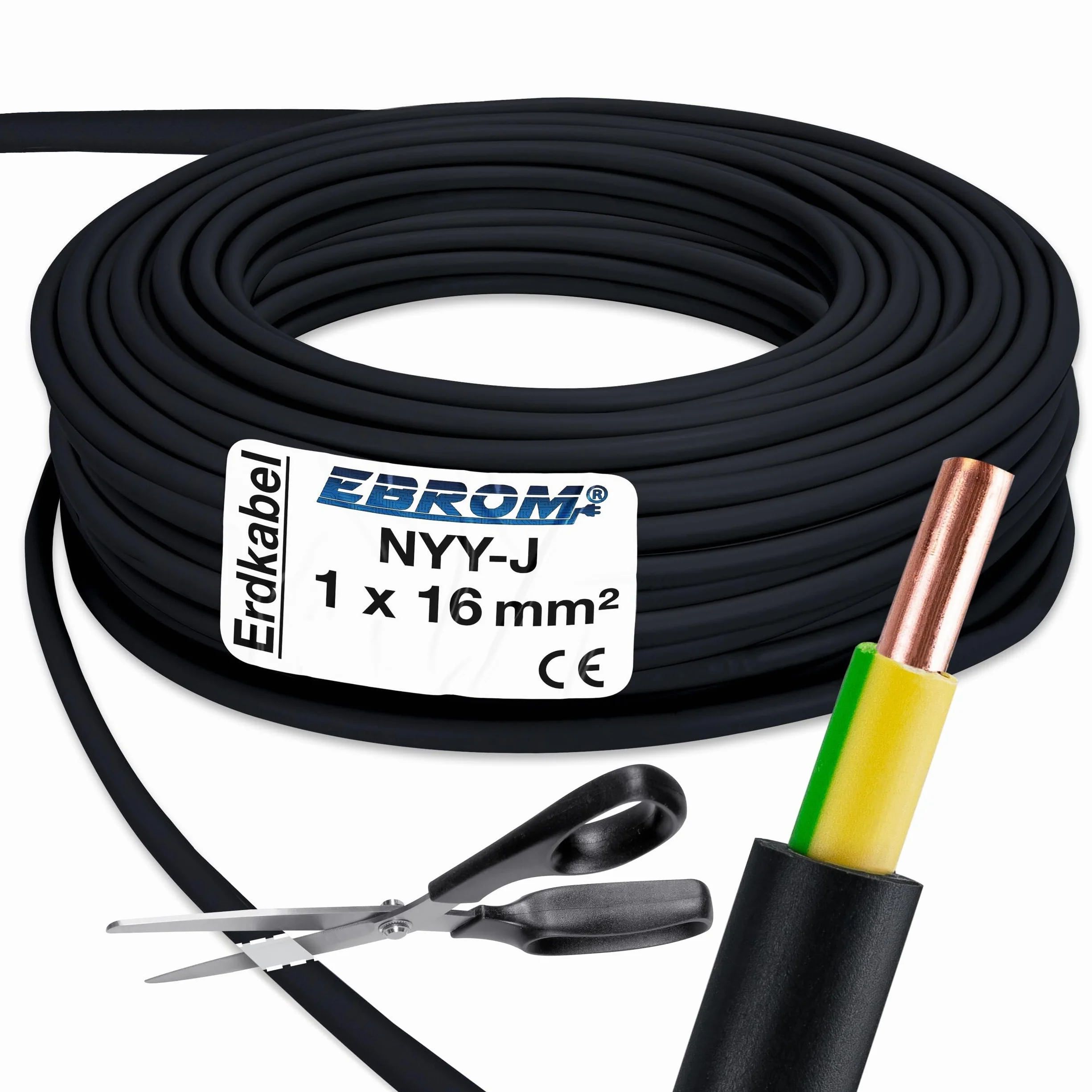 Kabel uziemiający NYY-J 1 x 16 mm² - dostarczany w jednej długości - podać metry jak sztuka