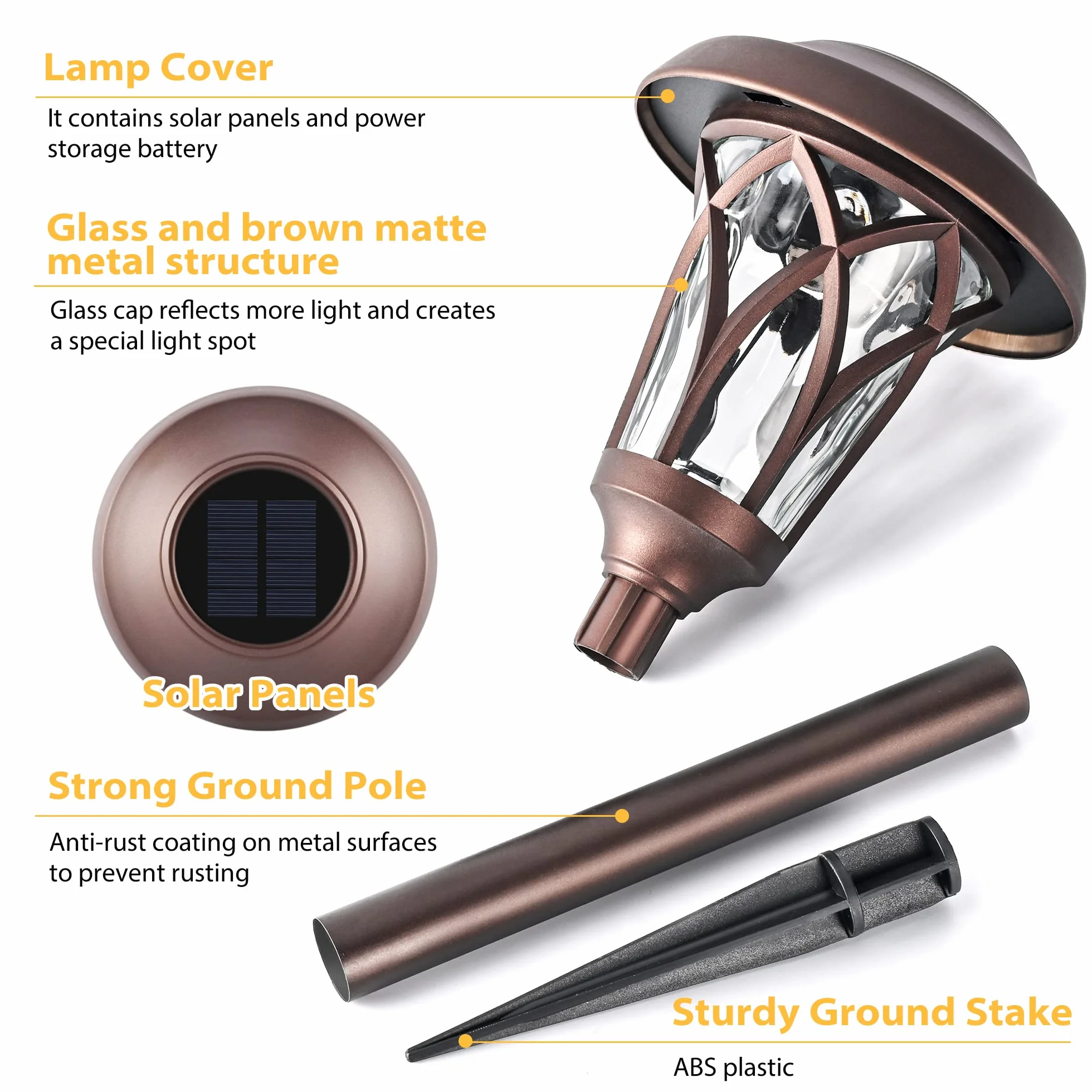 Solpex Lampy solarne do użytku na zewnątrz, 6 sztuk, solarne lampy ogrodowe, oświetlenie ścieżki do użytku na zewnątrz, wodoszczelność IP44, automatycznie zasilane energią słoneczną, na podwórko