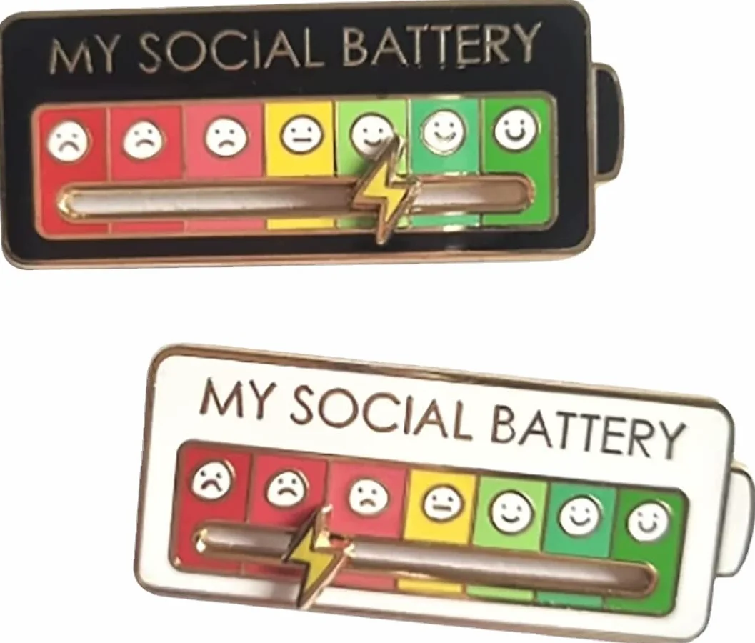 My Social Battery Pin, zabawna broszka dla nastroju społecznego na 7 dni, 2 sztuki broszki na baterie społeczne, zabawne szpilki, biżuteria, dekoracja, przypinka