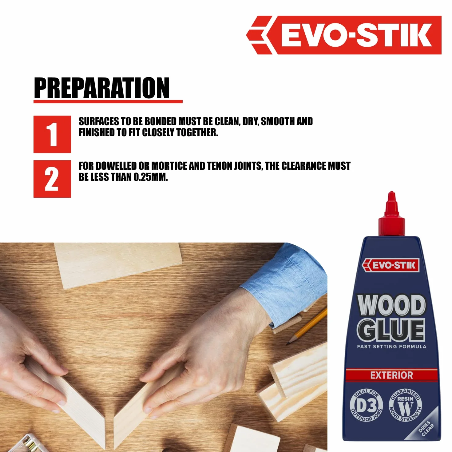 EVO-STIK Klej do drewna na zewnątrz 500 ml odporny na warunki atmosferyczne